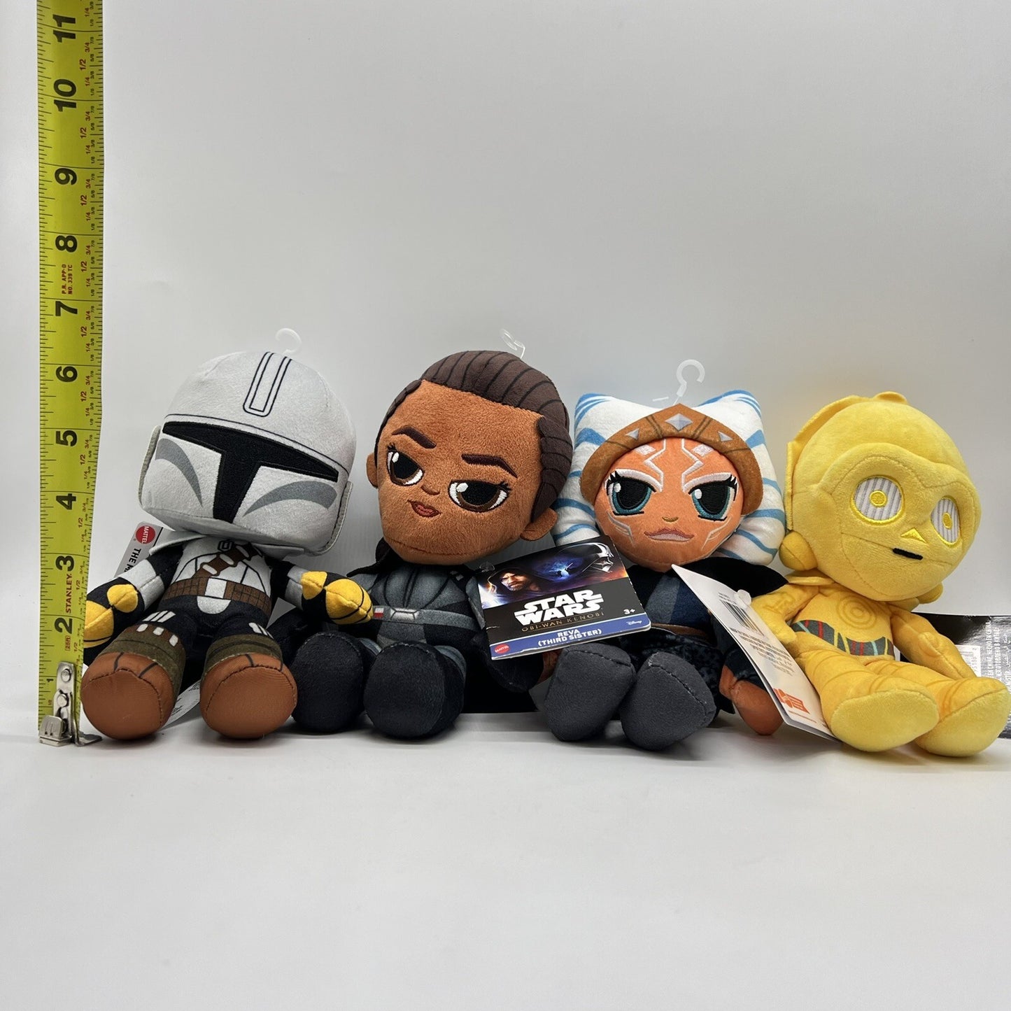 Star Wars Plush Lot of 4 – Ahsoka, C-3PO, Obi-Wan, Mando – 8" Dolls
