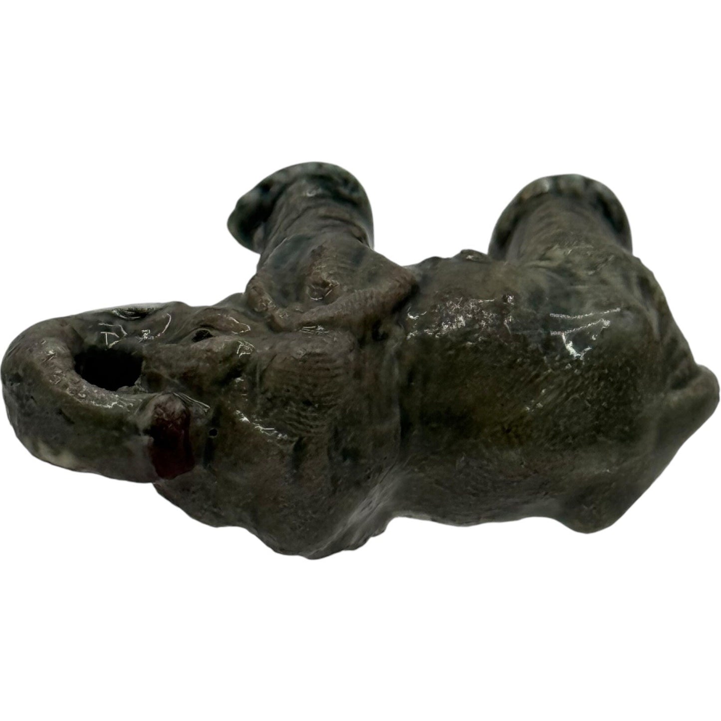 Elephant Figurine Ceramic Animal Statue Decor Collectible Miniature Gray