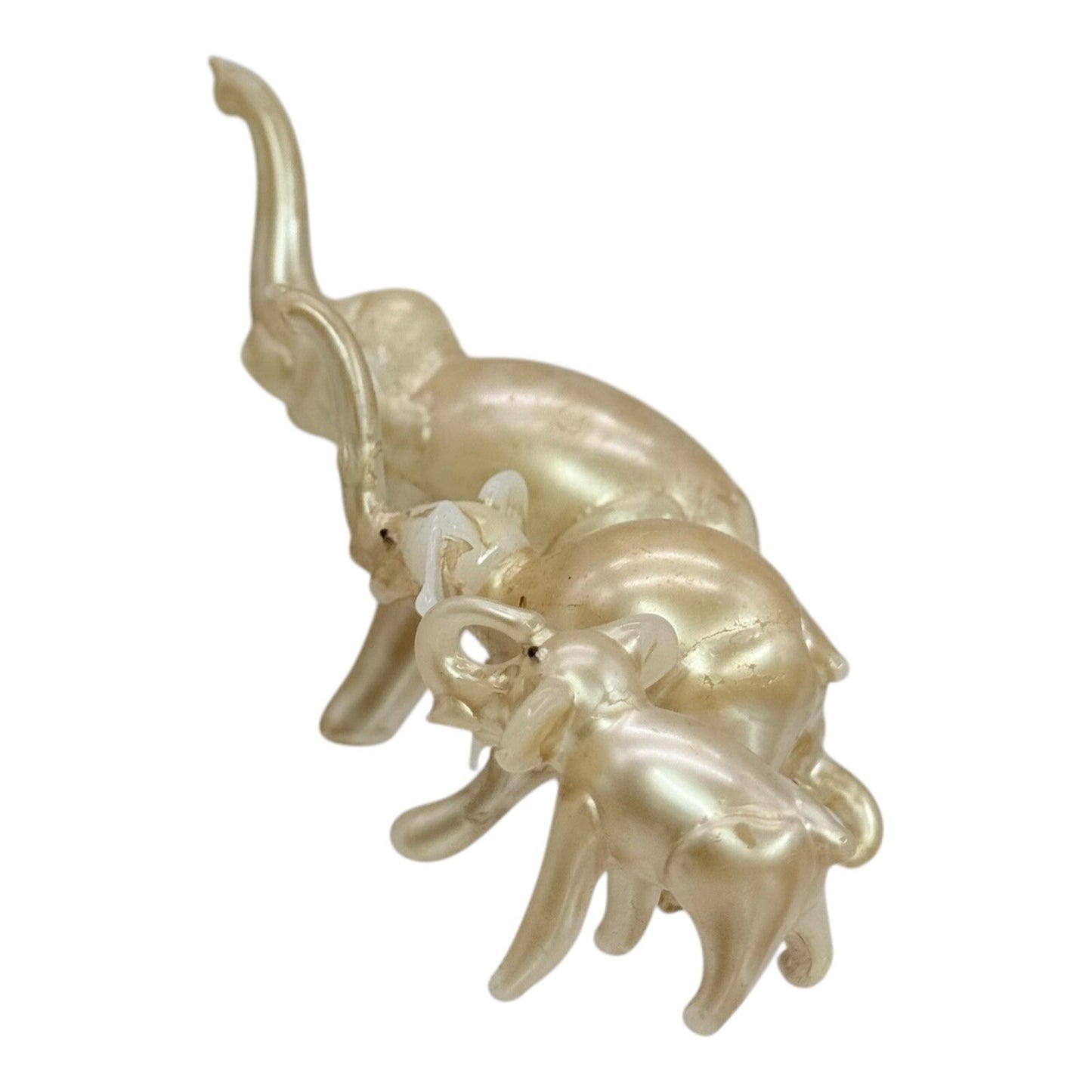 Glass Elephant Figurines Family Set of 3 Gold Home Decor Shelf Display