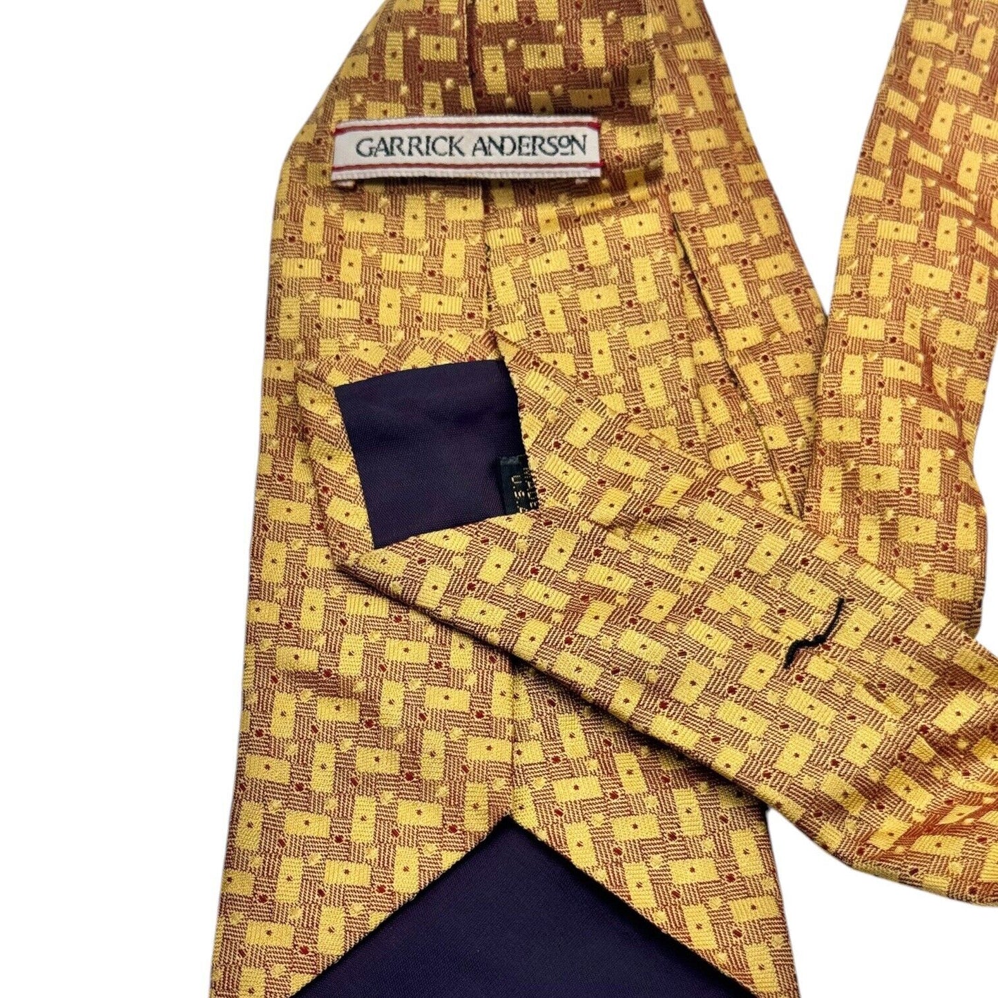 Garrick Anderson Gold and Gray Textured Silk 58” x 4” Neck Tie