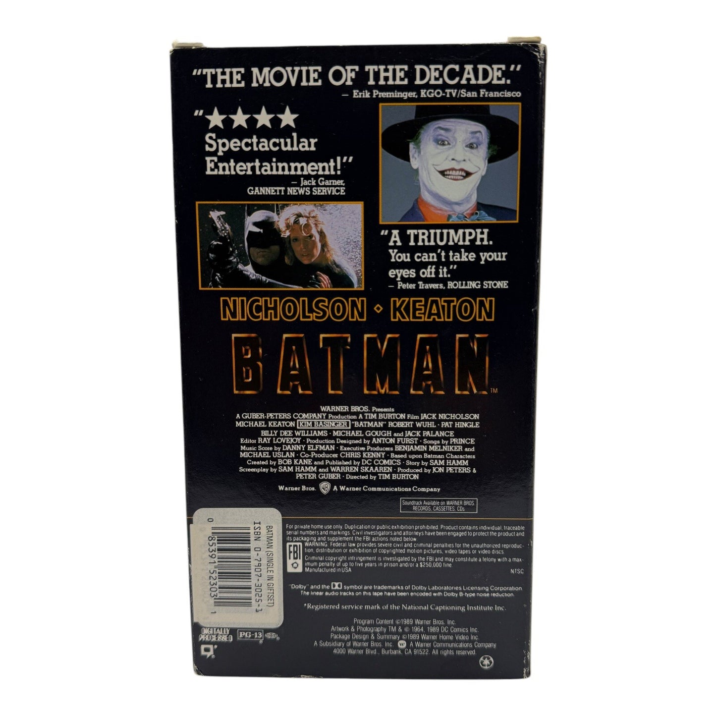 Batman The Movie VHS 1989 Michael Keaton Jack Nicholson Vintage Warner