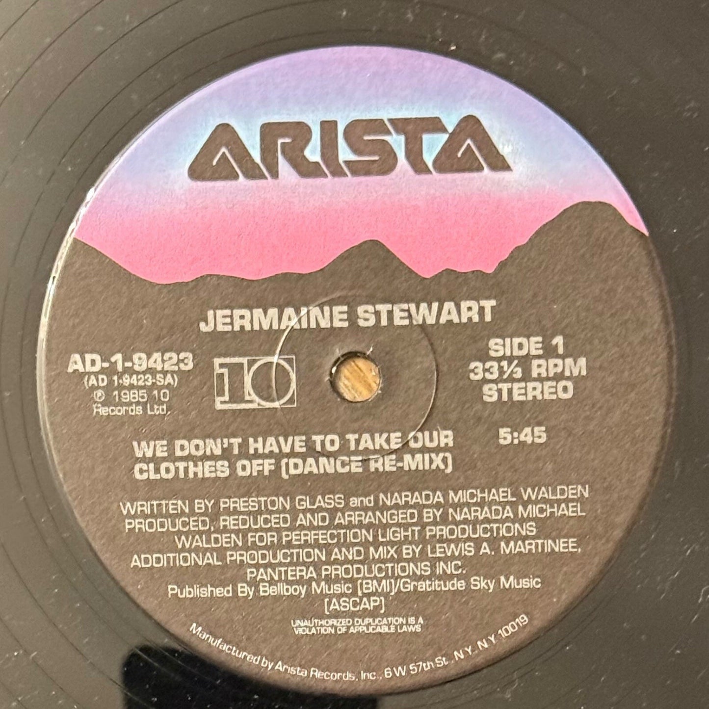 Jermaine Stewart "We Don't Have To Take Our Clothes Off" 1985 Vinyl Record