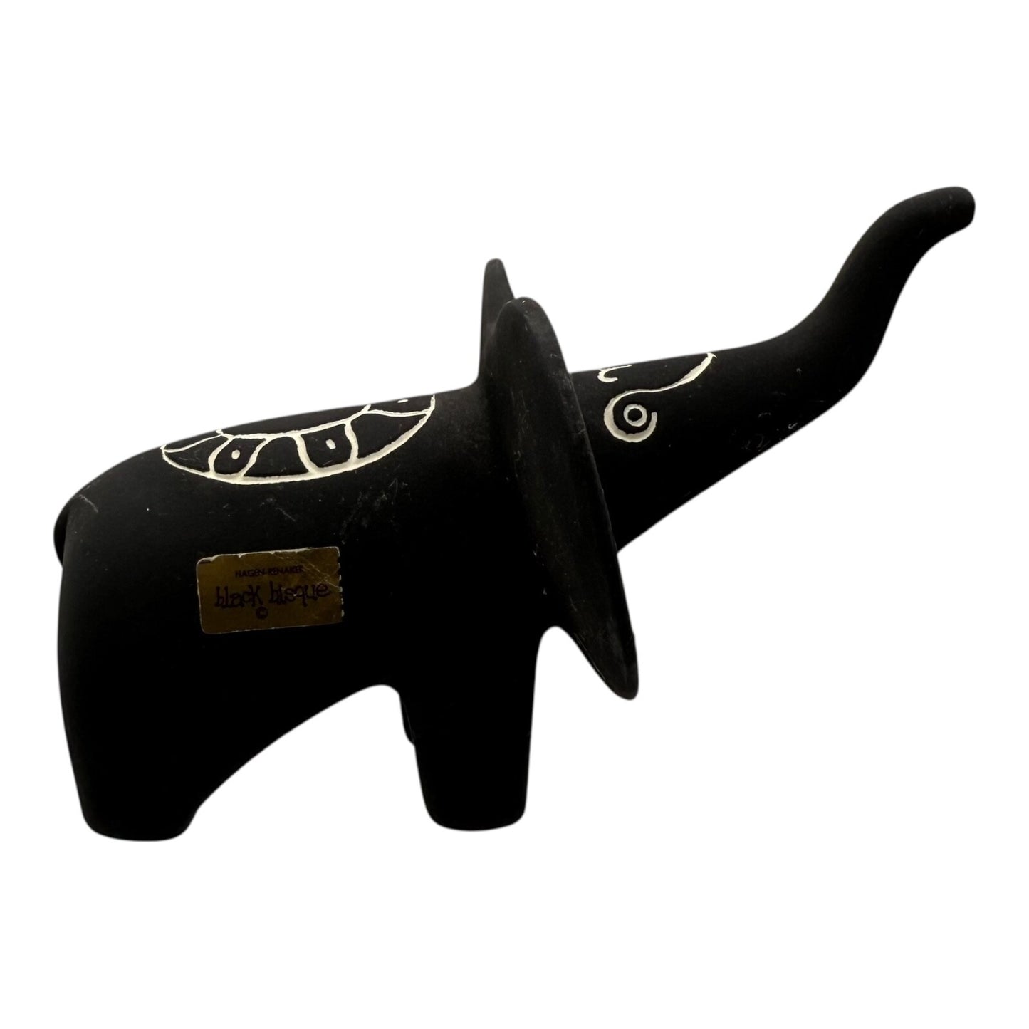 Rare Vintage 1959 Hagen Renaker Black Bisque Elephant Figure – Trunk Up