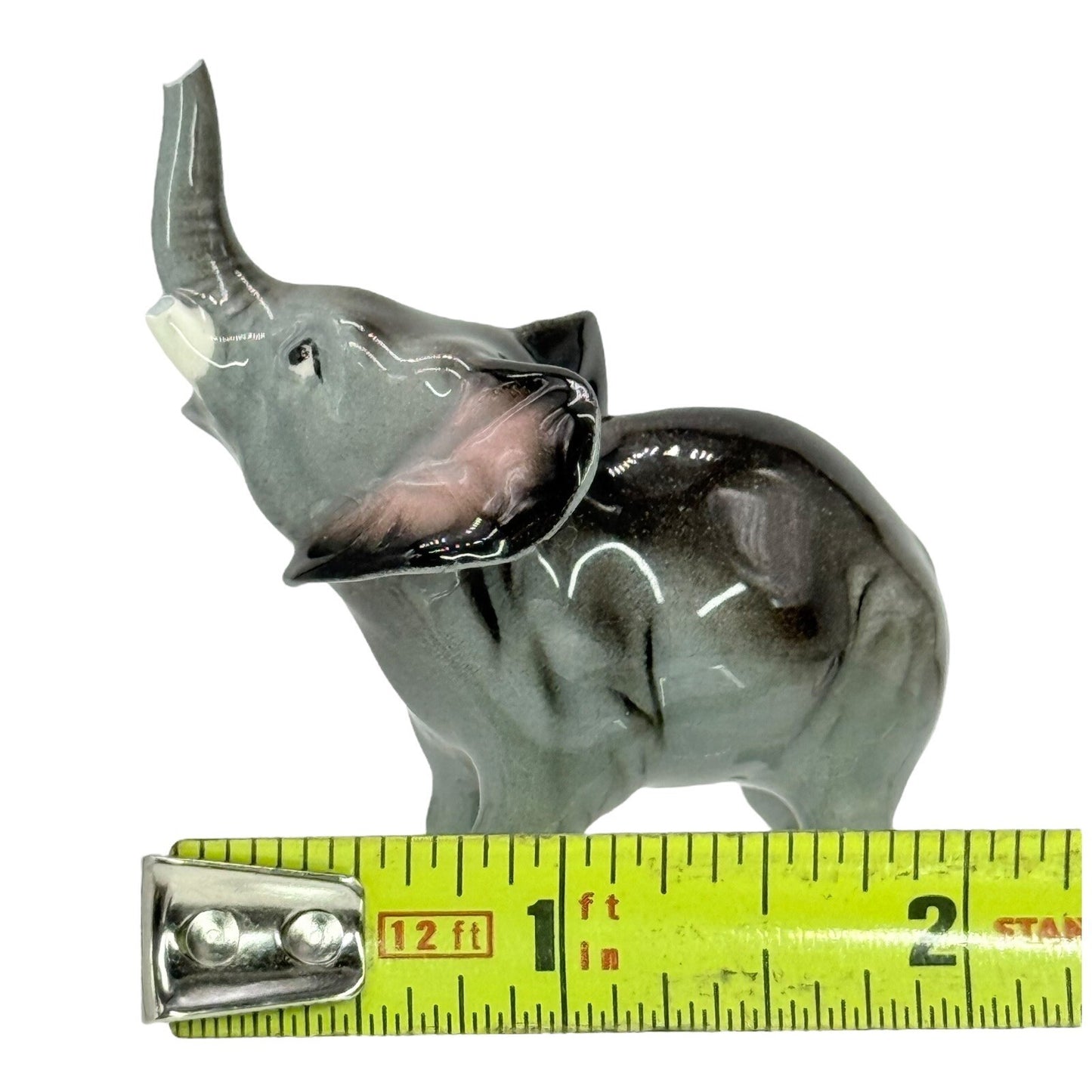 Elephant Figurine Trunk Up Ceramic Animal Statue Decor Collectible Damaged