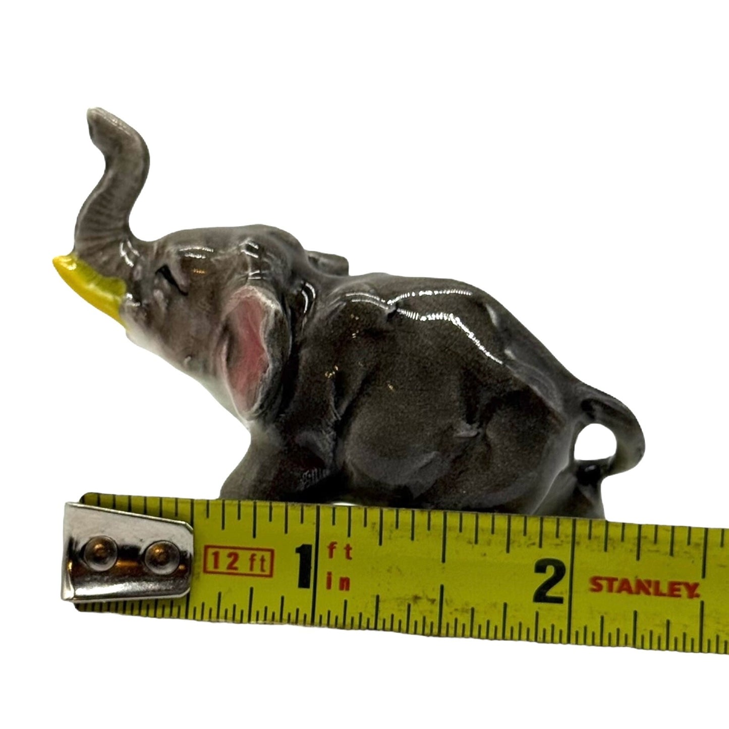 Vintage Ceramic Elephants Family Figurine - 2 Adults & 1 Baby - Trunks Up
