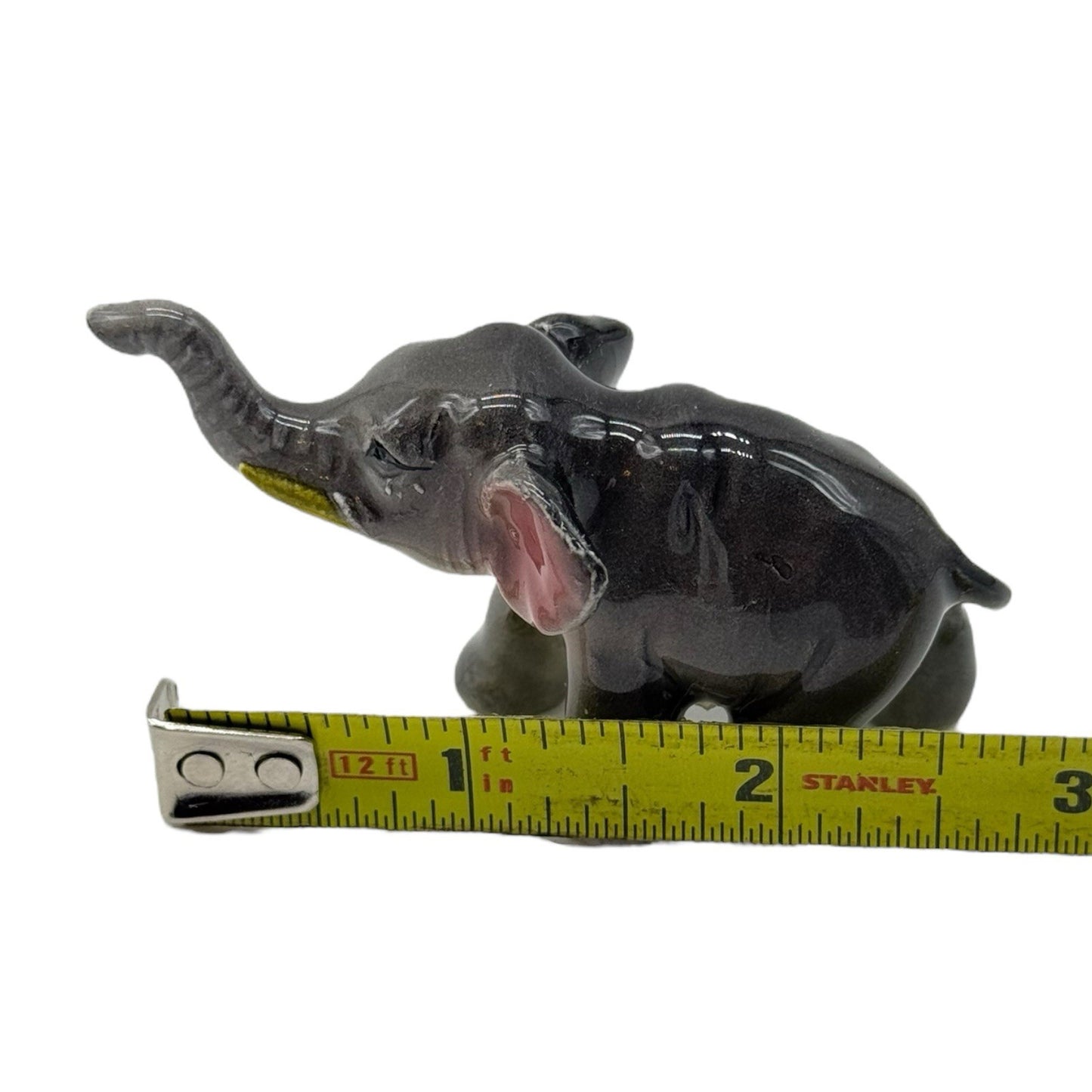4 Vintage Ceramic Elephant Figurines - Porcelain Family Set - Made in Japan