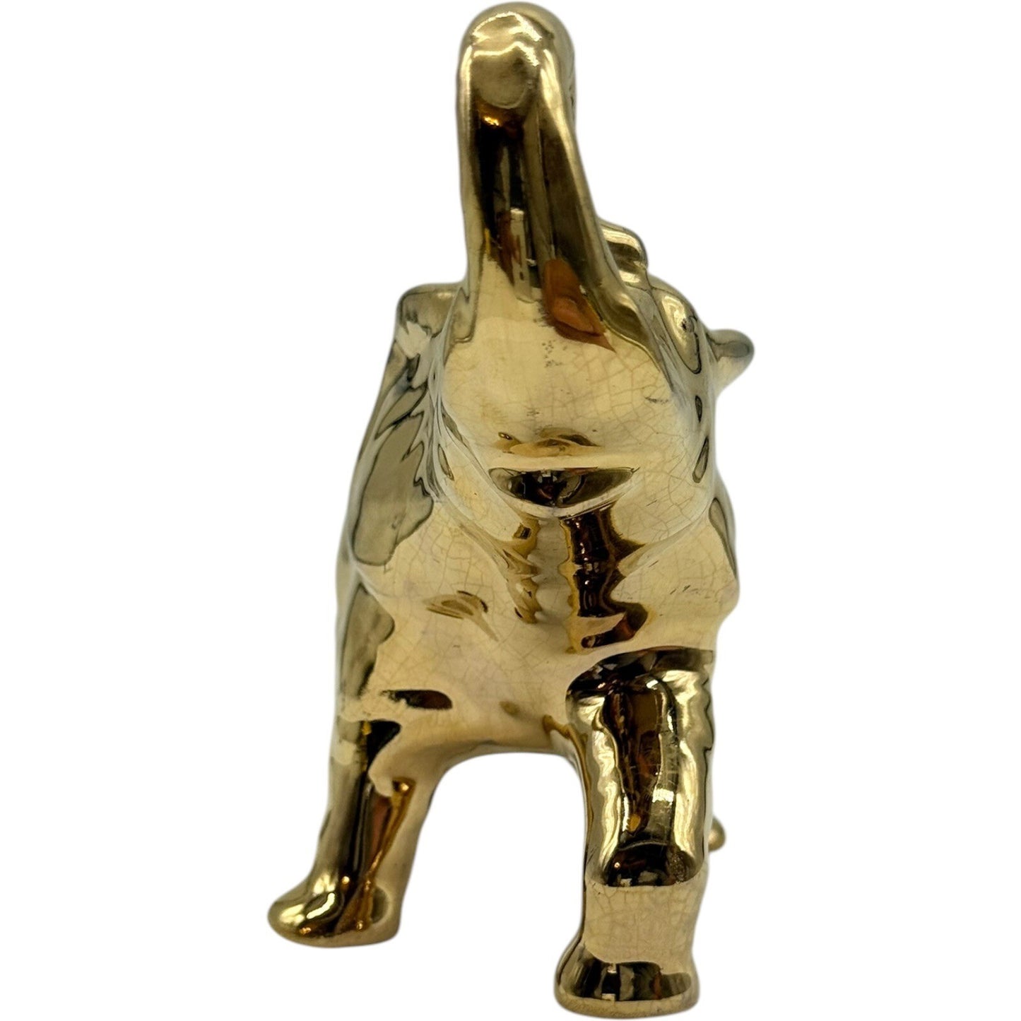 Gold Elephant Figurine Trunk Up Good Luck Decor Animal Statue