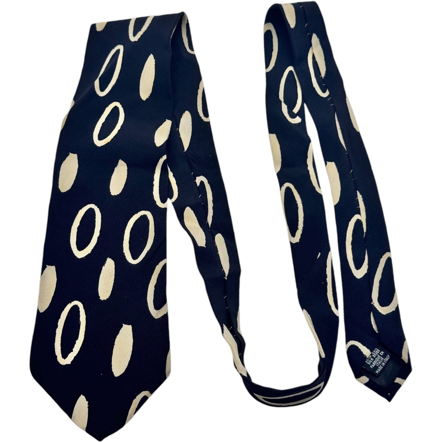 HUGO BOSS Men's 100% Silk XL Necktie ITALY Designer Black/White 57” x 4”