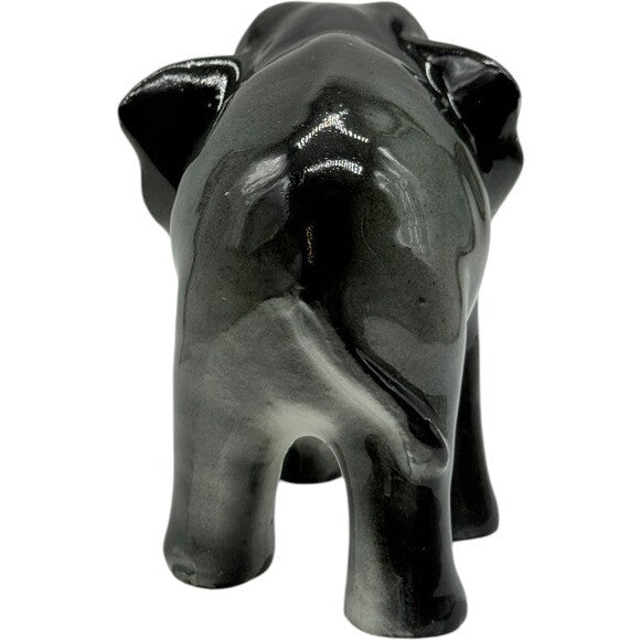 Elephant Figurine Ceramic Animal Statue Decor Gray Pink Accents 4.5"