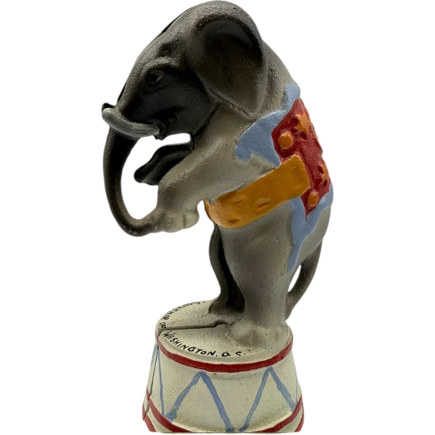 Vintage Iron Souvenir Elephant Coin Bank Cast Iron Circus Animal Washington DC