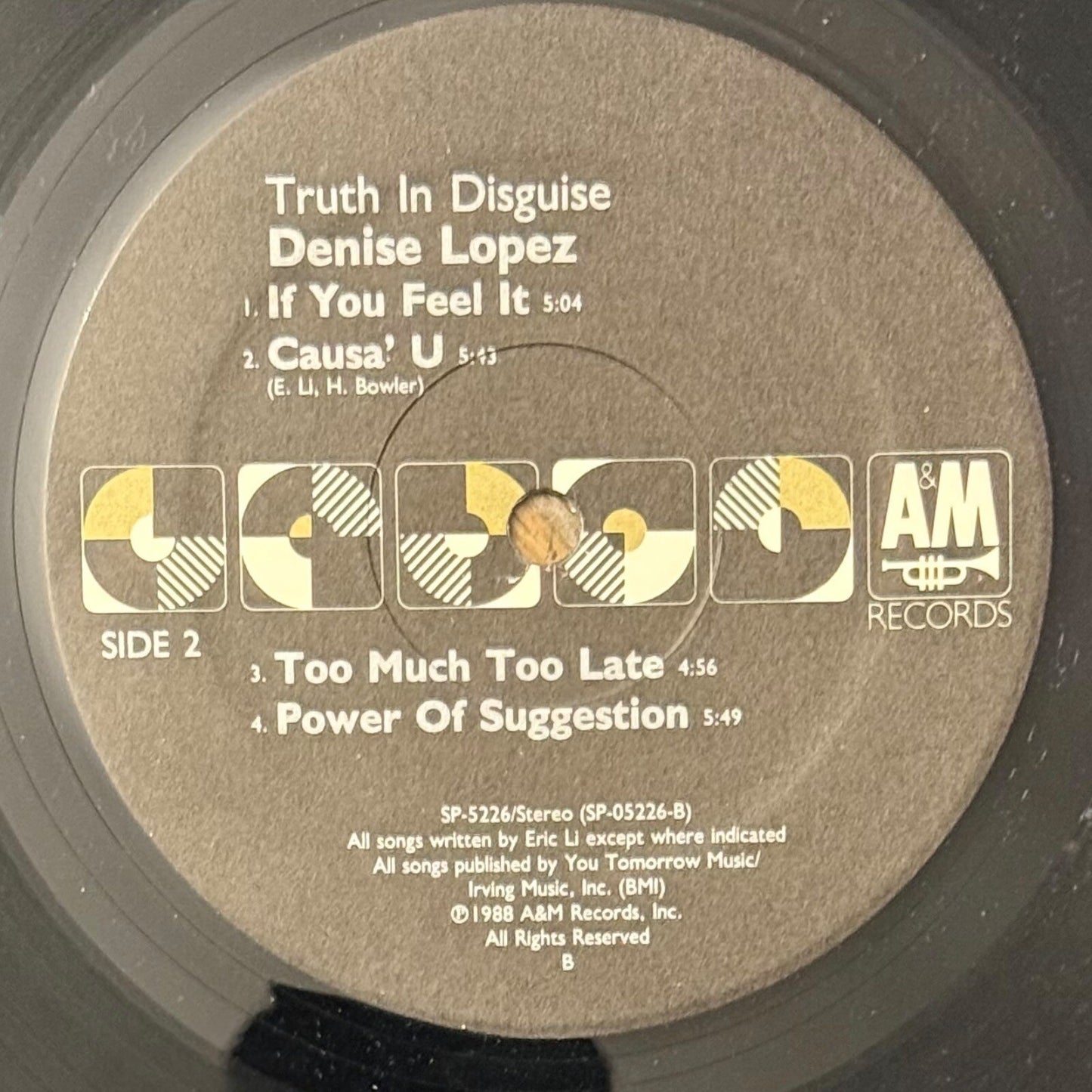 Denise Lopez Truth in Disguise A&M SP5226 Viny Albuml LP