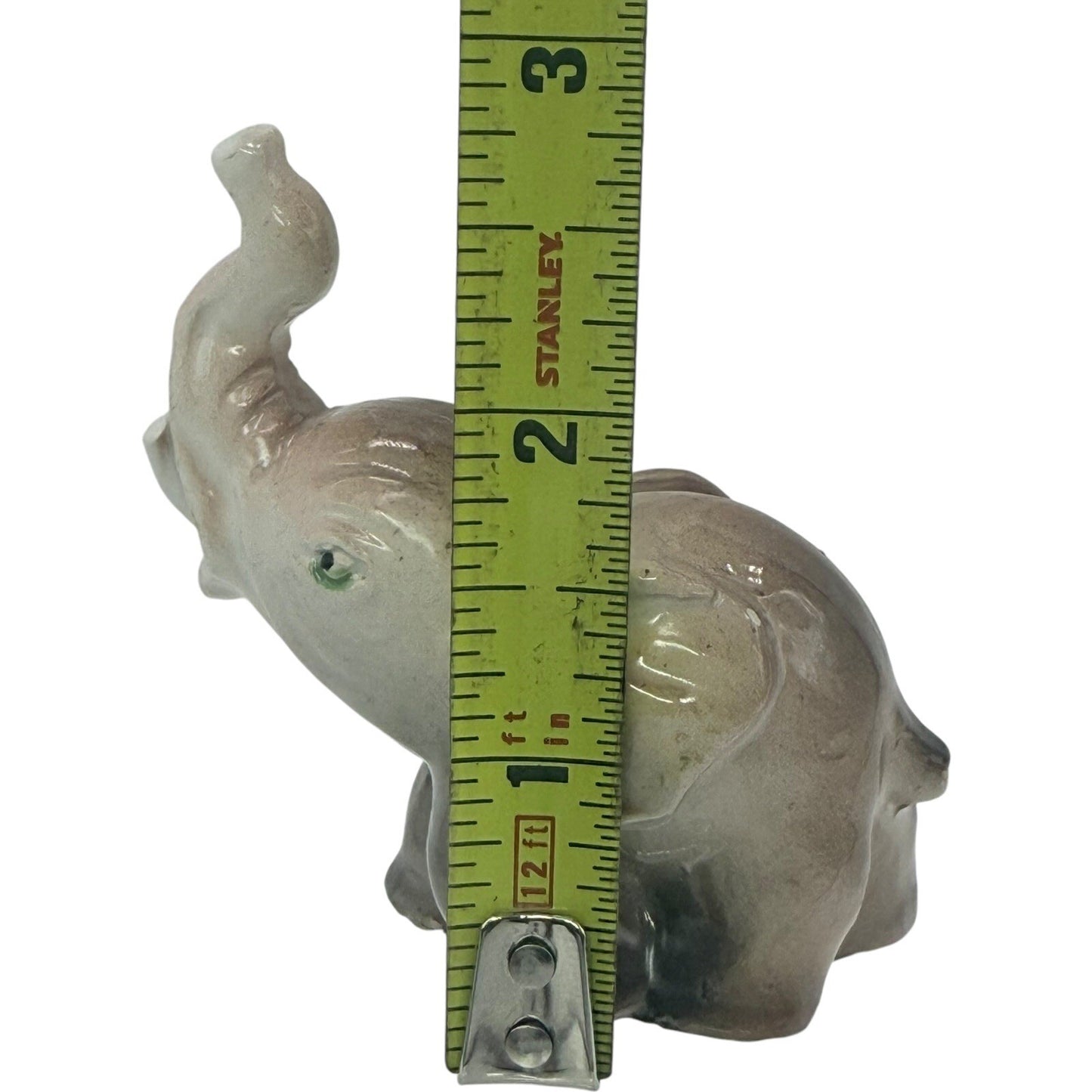 Elephant Figurine Trunk Up Ceramic Animal Statue Decor Collectible