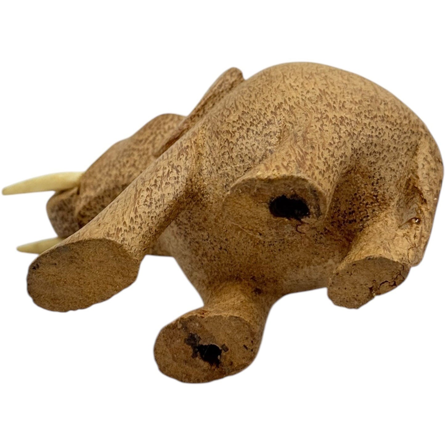 Hand Carved Wooden Elephant Figurine Trunk Up Good Luck Decor Statue