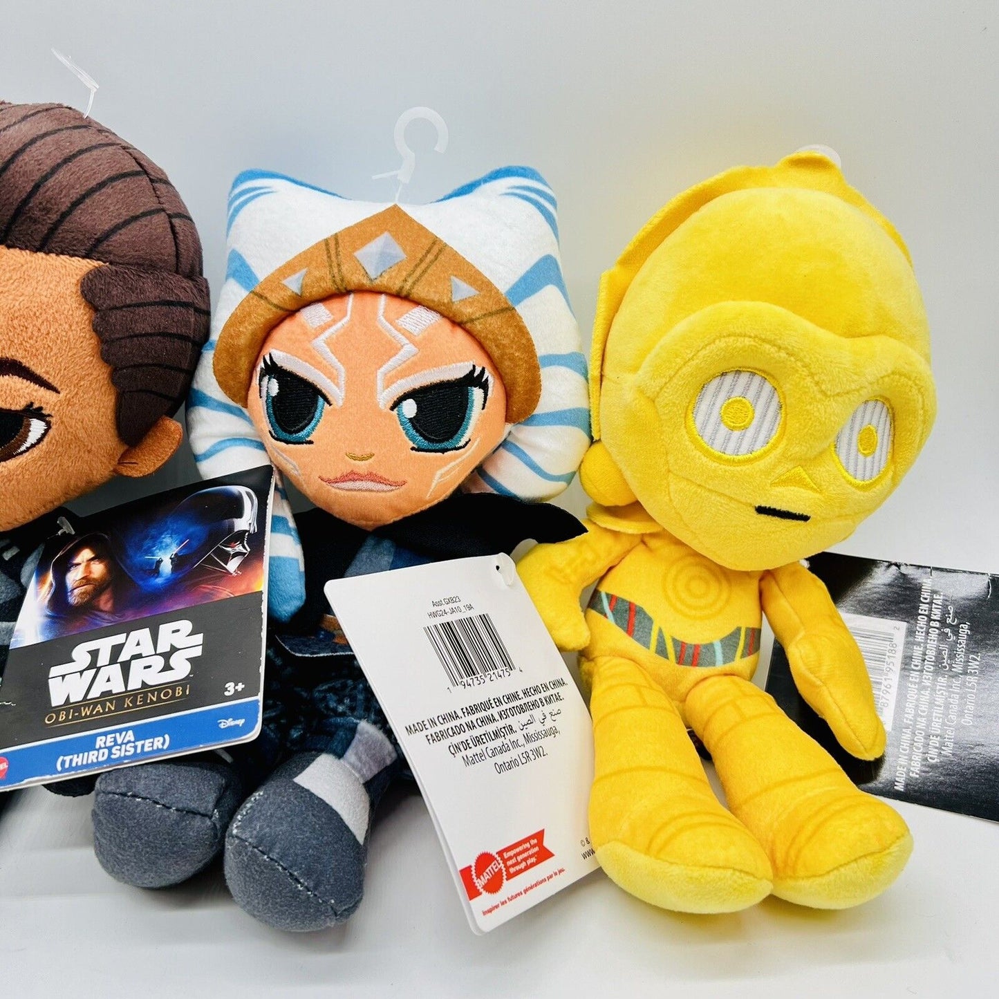 Star Wars Plush Lot of 4 – Ahsoka, C-3PO, Obi-Wan, Mando – 8" Dolls