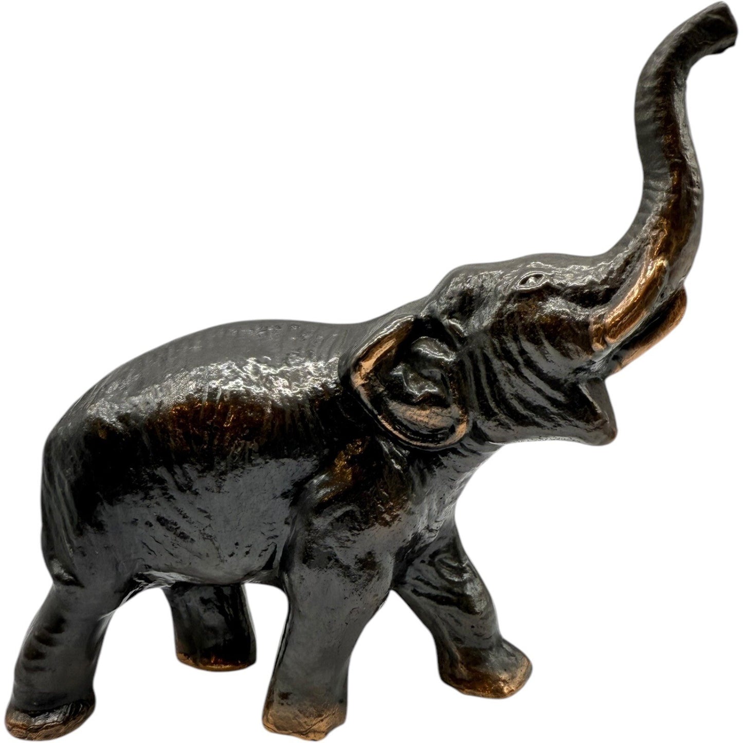 Cast Iron Elephant Figurine Statue Trunk Up Good Luck Decor Animal Sculpture