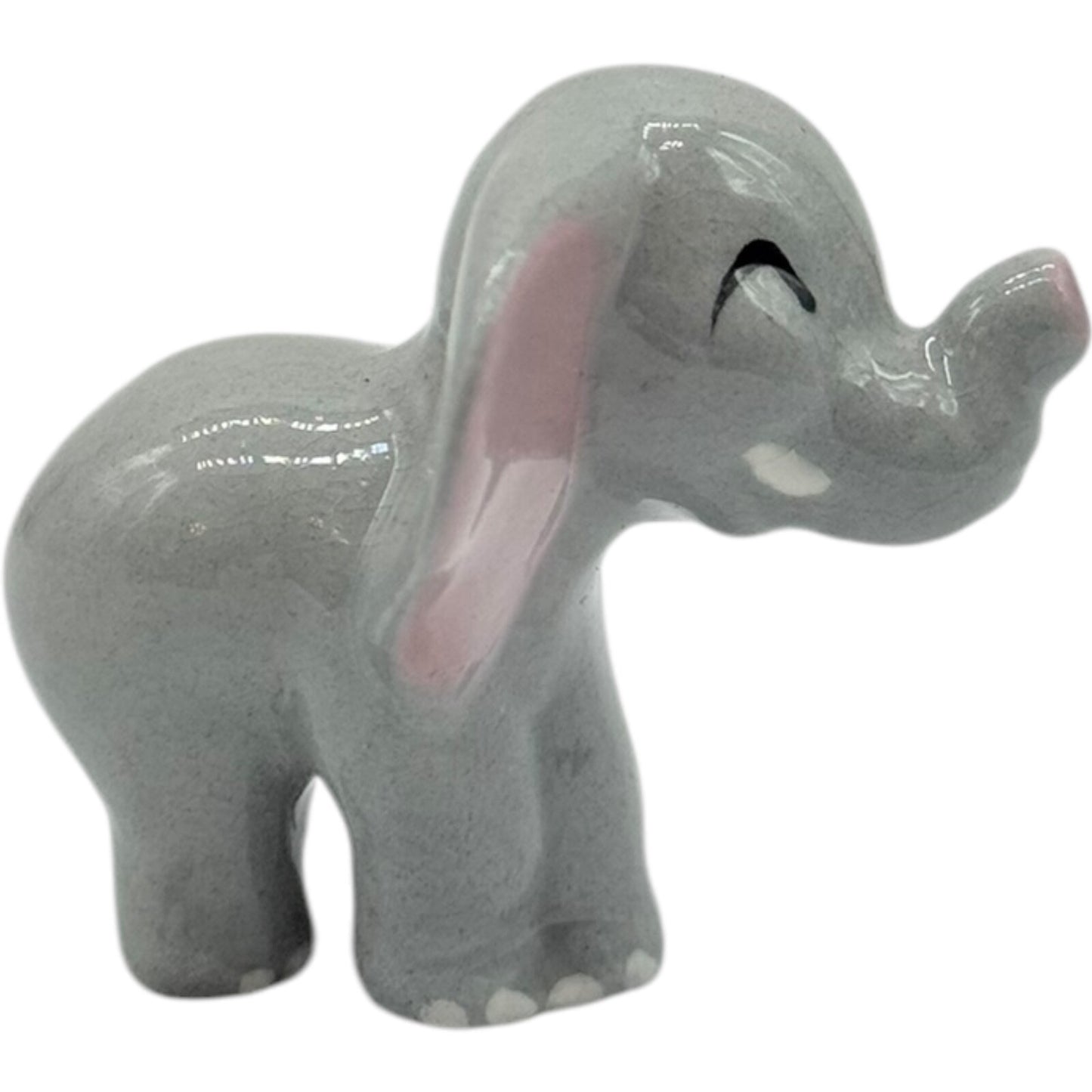 Hagen Renaker Retired Laughing Elephants Miniatures Set - Grey/Pink - Vintage