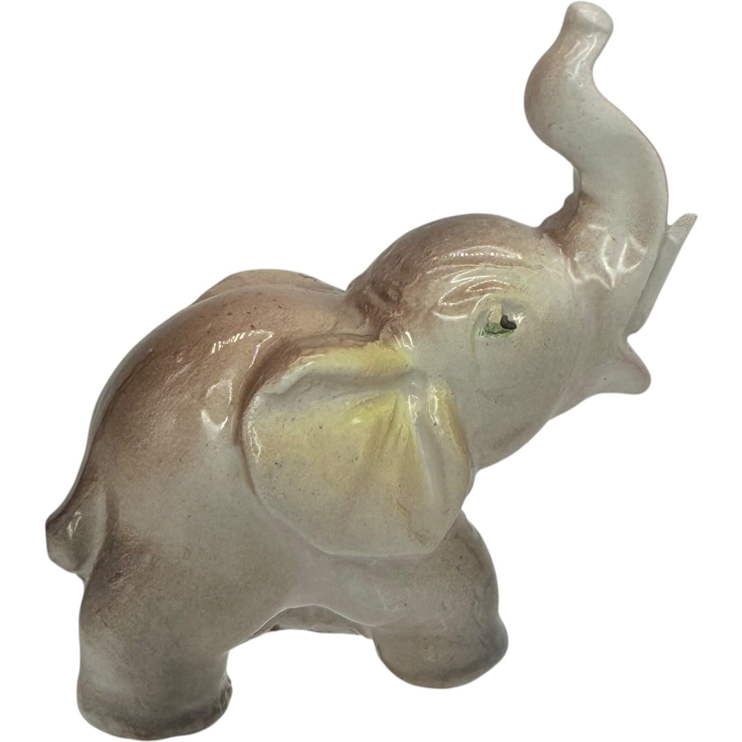 Elephant Figurine Trunk Up Ceramic Animal Statue Decor Collectible
