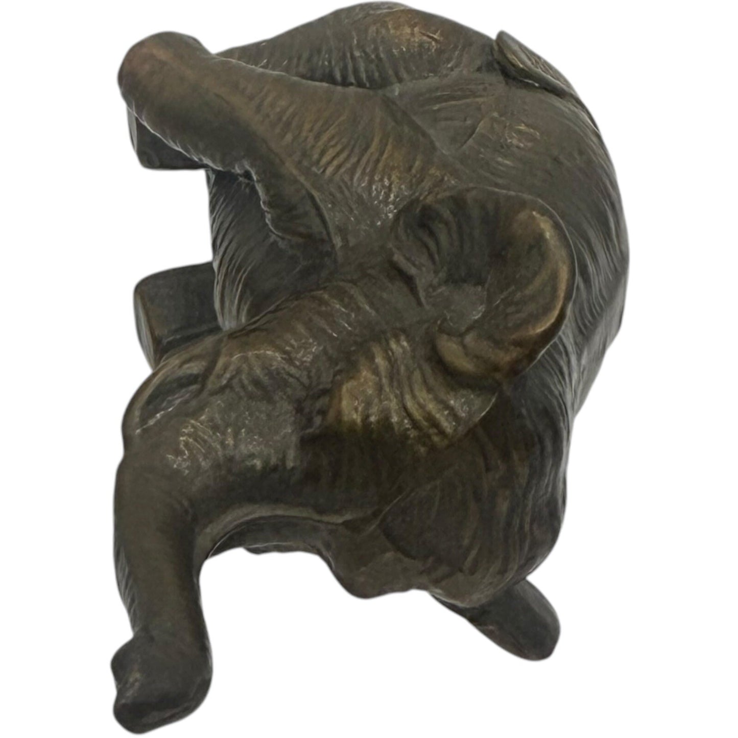 Elephant Figurine Statue Decor Trunk Up Good Luck Bronze Brass Small
