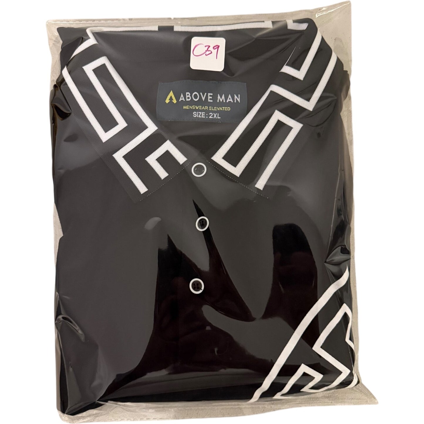 Men's Polo Shirt Slim Fit Golf Stretch Black Italian Designer Size 2XL