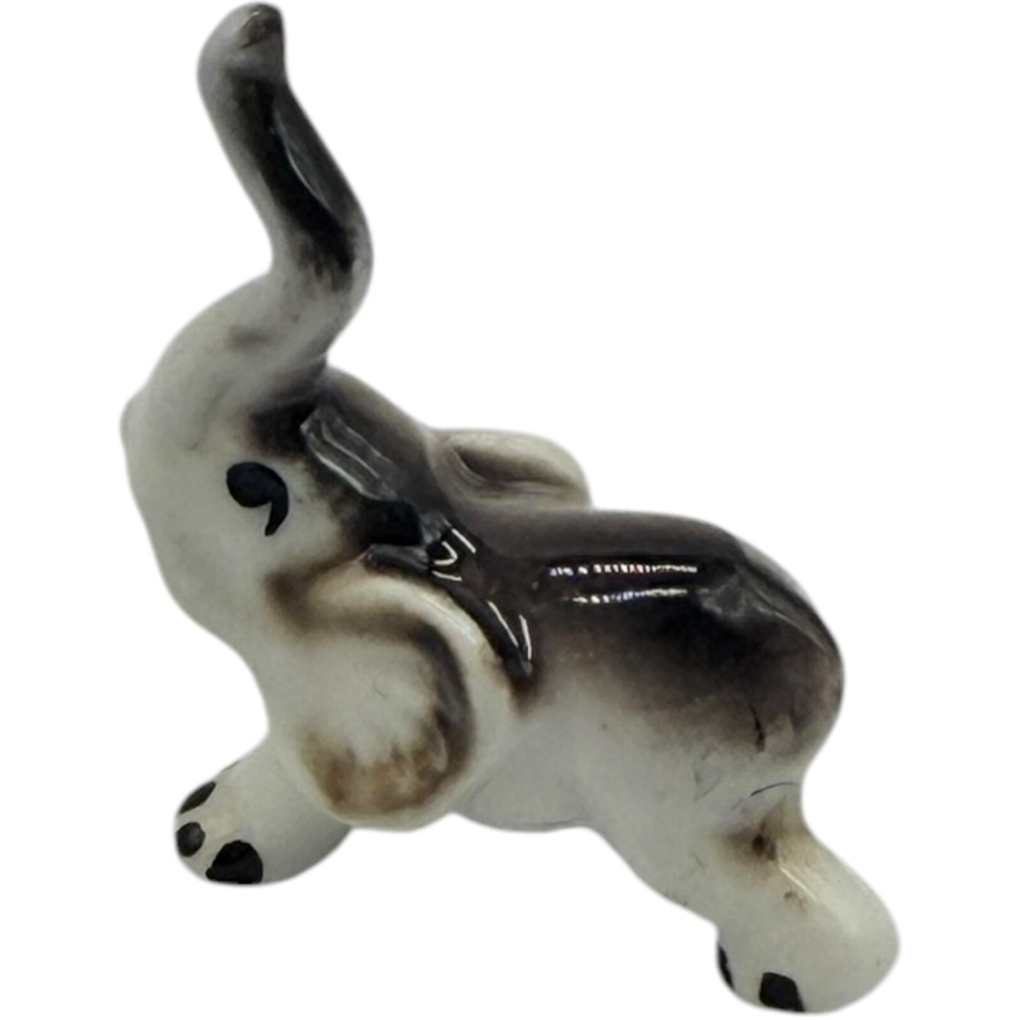 Rare Vintage Japan Ceramic Miniature Elephant Figurines - Parent & Child Set