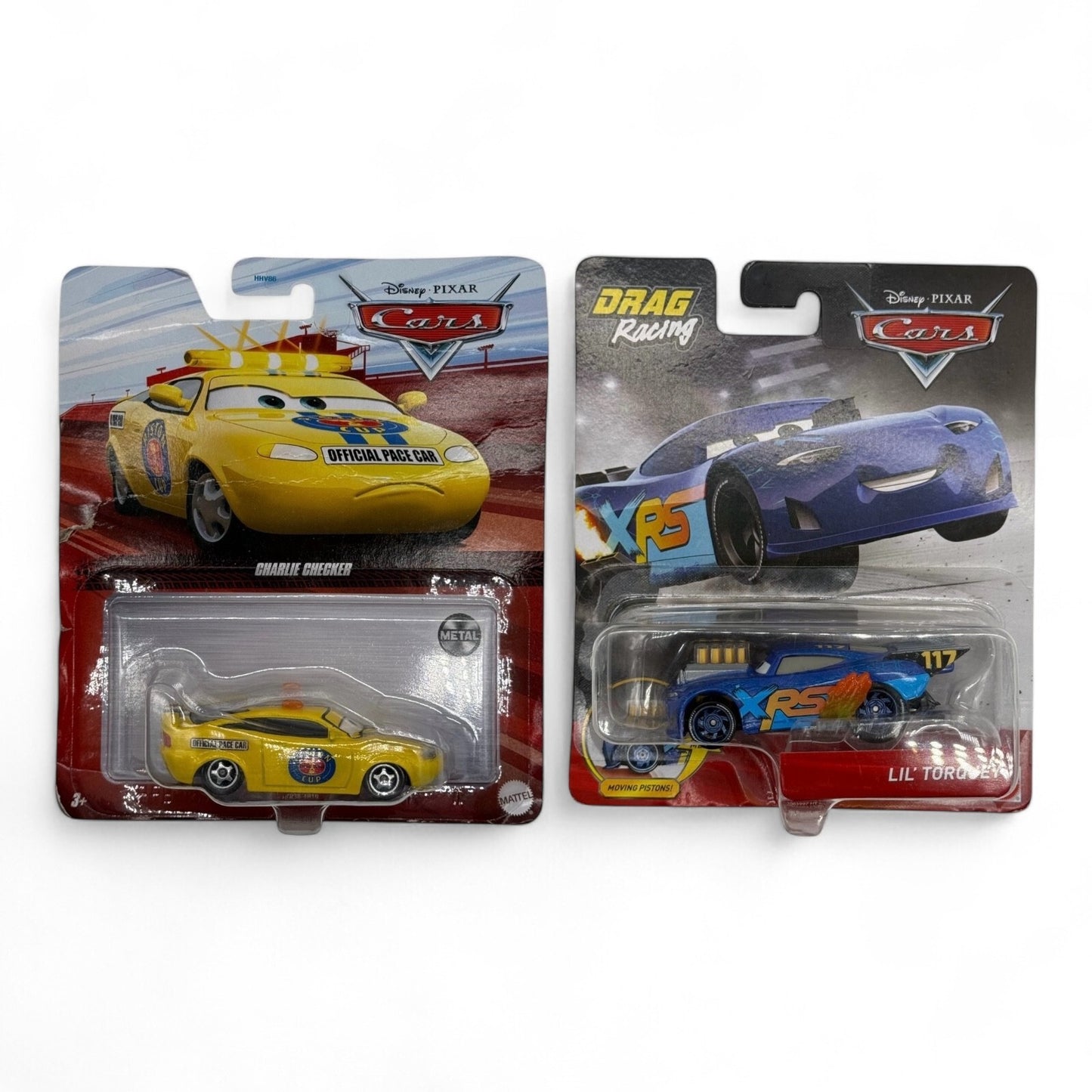 Disney Pixar Cars Bundle – Charlie Checker 2023 & XRS Drag Racing Lil Torquey