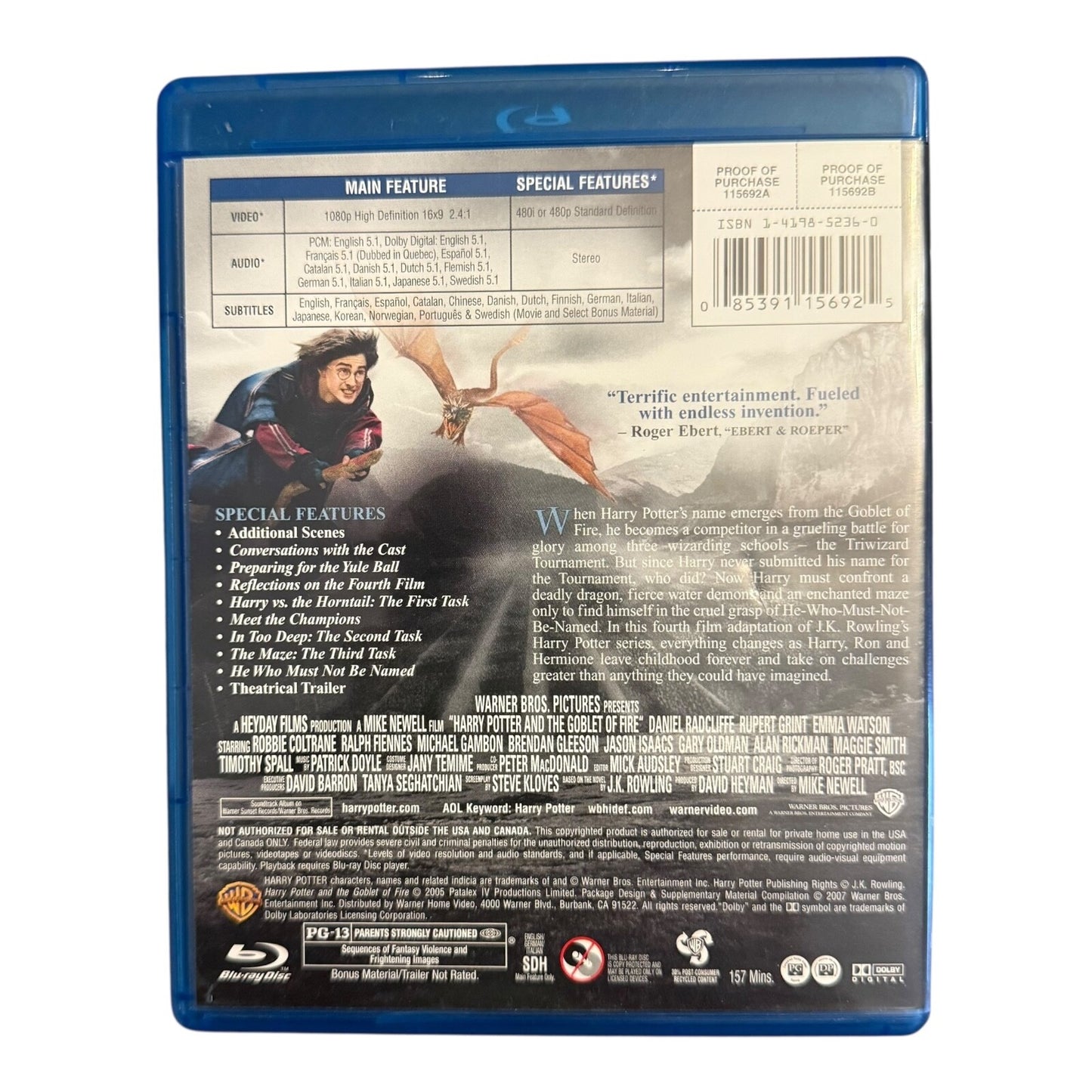 Harry Potter and the Goblet of Fire (Blu-ray, 2007) – Used