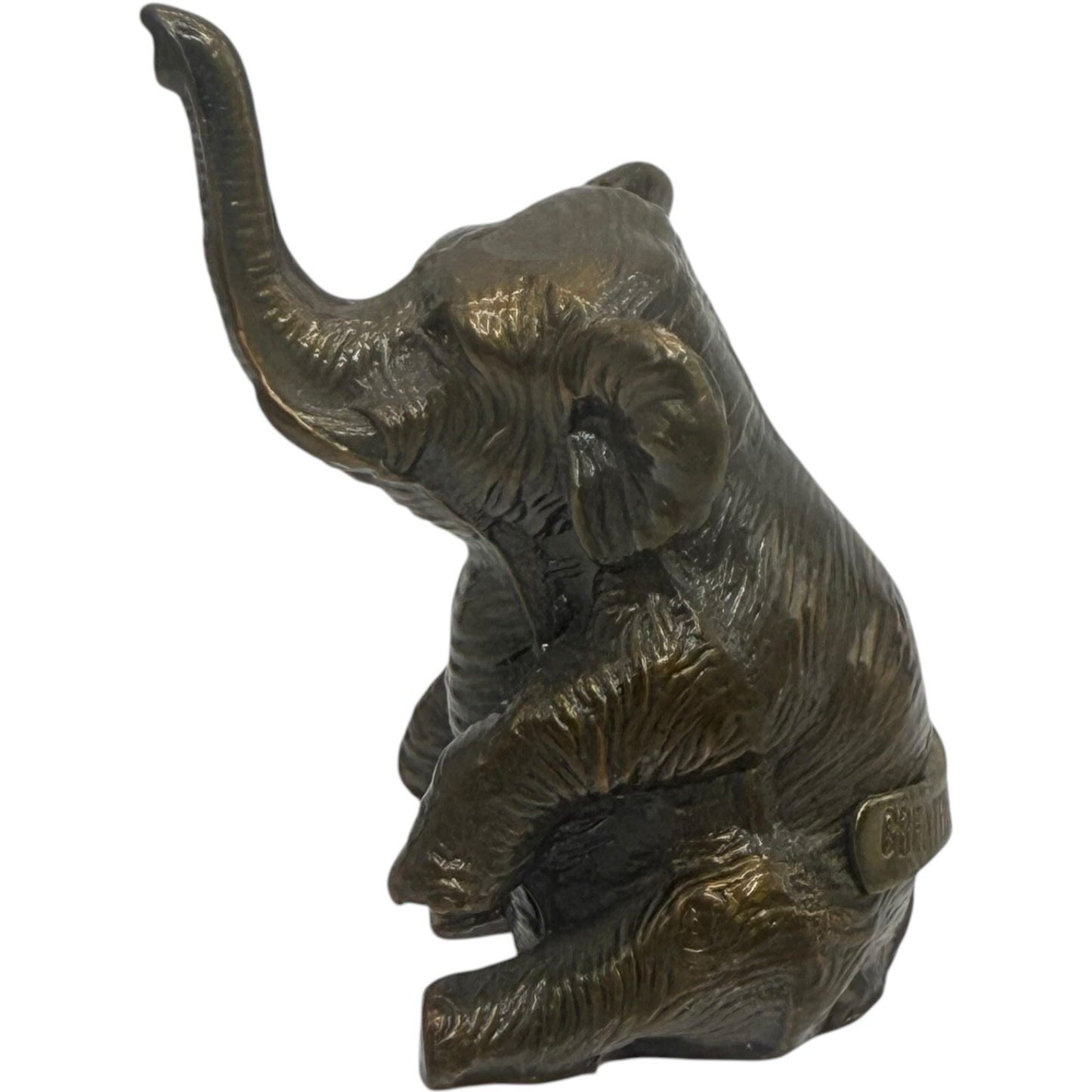 Elephant Figurine Statue Decor Trunk Up Good Luck Bronze Brass Small