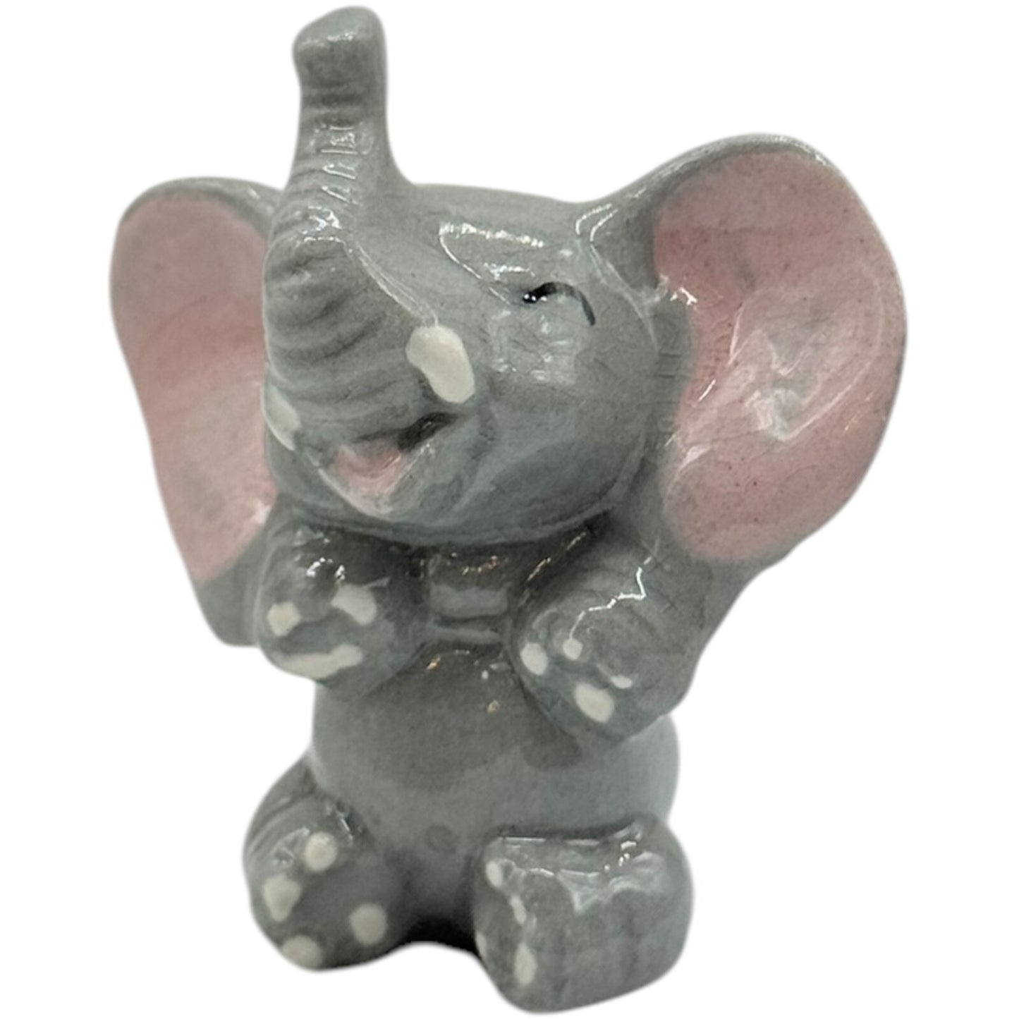 Hagen Renaker Retired Laughing Elephants Miniatures Set - Grey/Pink - Vintage