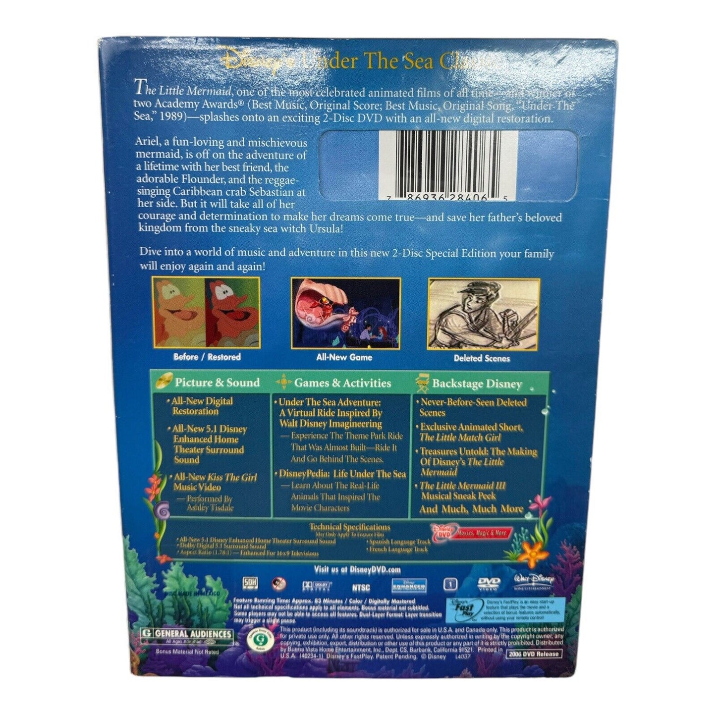The Little Mermaid (DVD, 2006, 2-Disc Set, Platinum Edition) Preowned