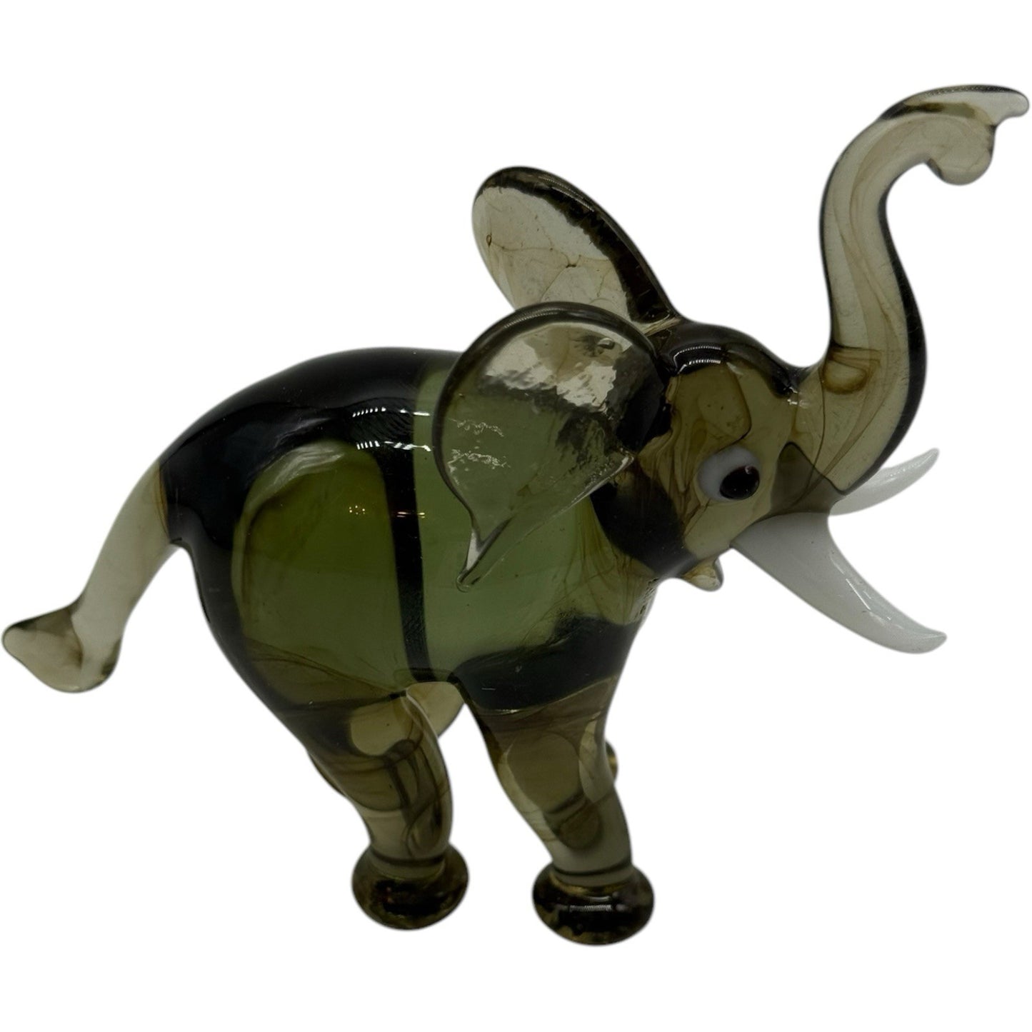 Handcrafted Blown Glass Elephant Figurine - Trunk Up for Good Luck