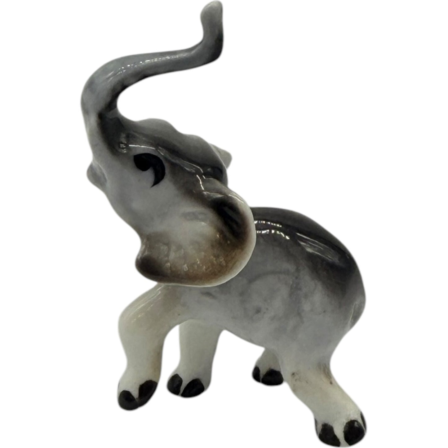 Vintage Rare Japanese Ceramic Miniature Elephant Figurines - Parent & Child
