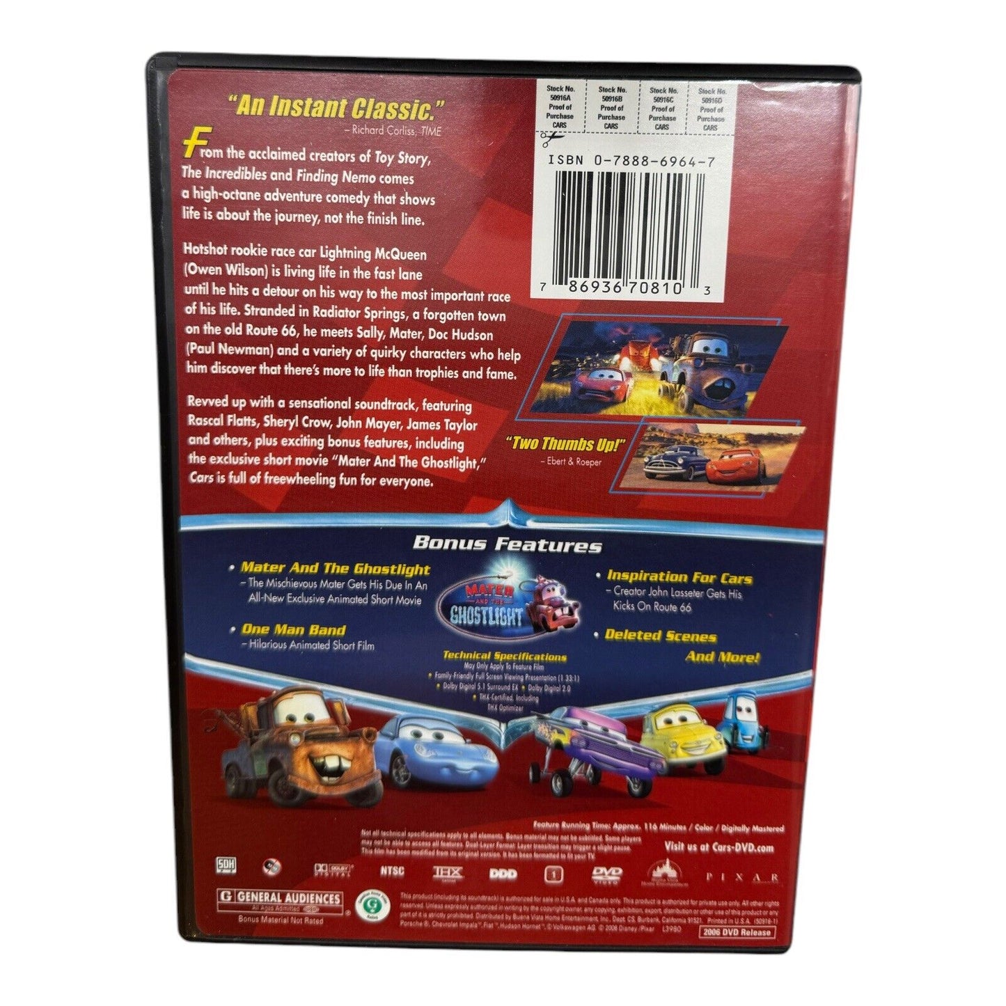 Disney Cars (DVD, 2006) Preowned