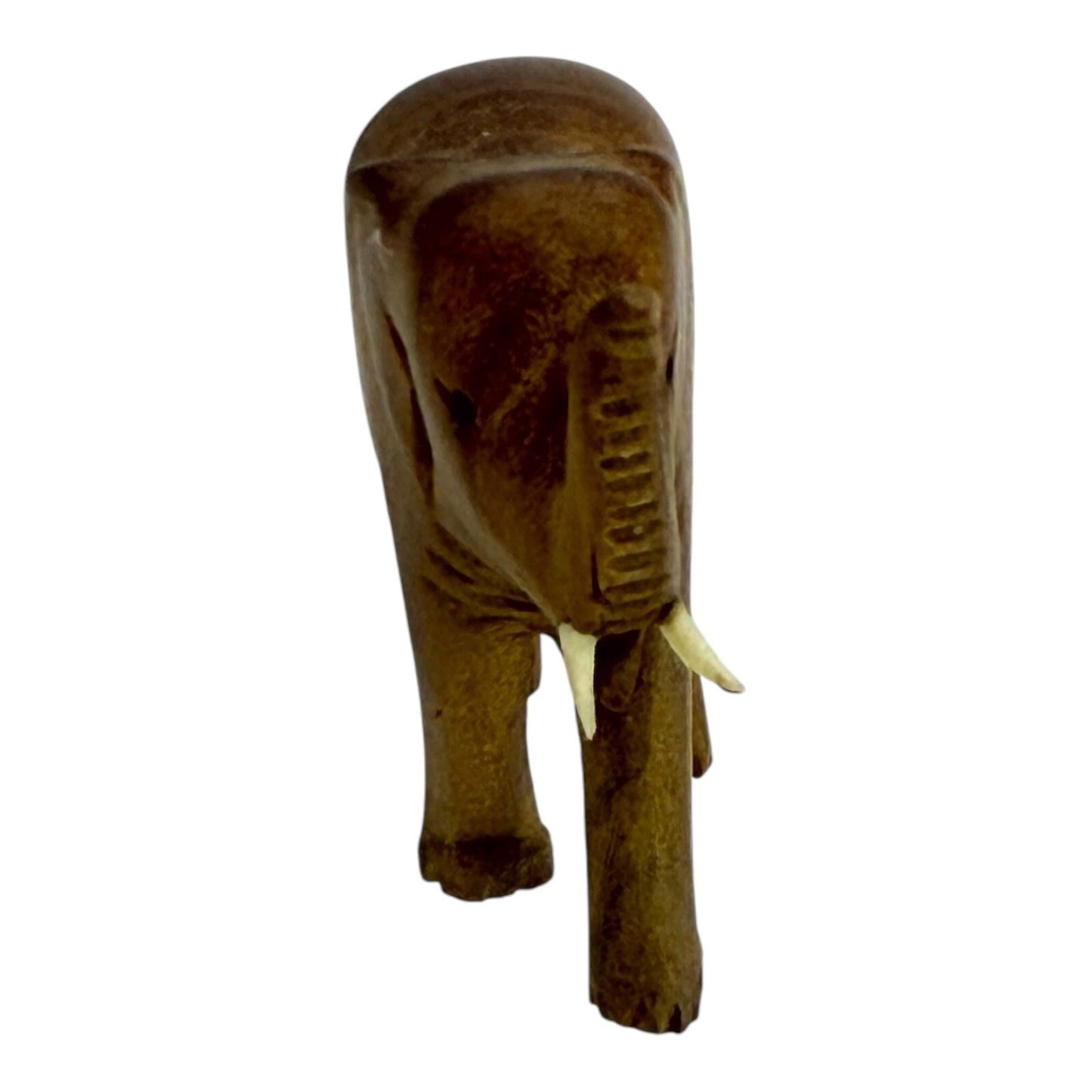 Hand Carved Wood Elephant Figurine Animal Statue Home Decor Trunk Up Small