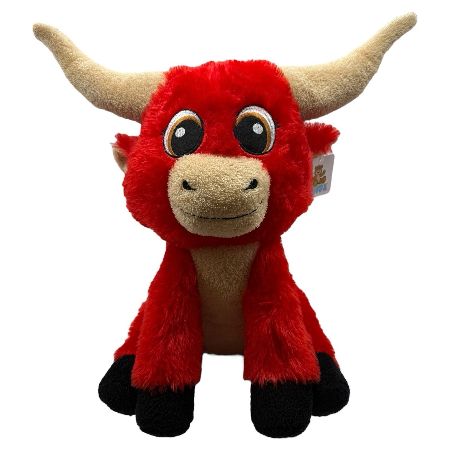 Goffa Large Red Bull Plush Ferdinand Stuffed Animal with Horns – 18" Wide