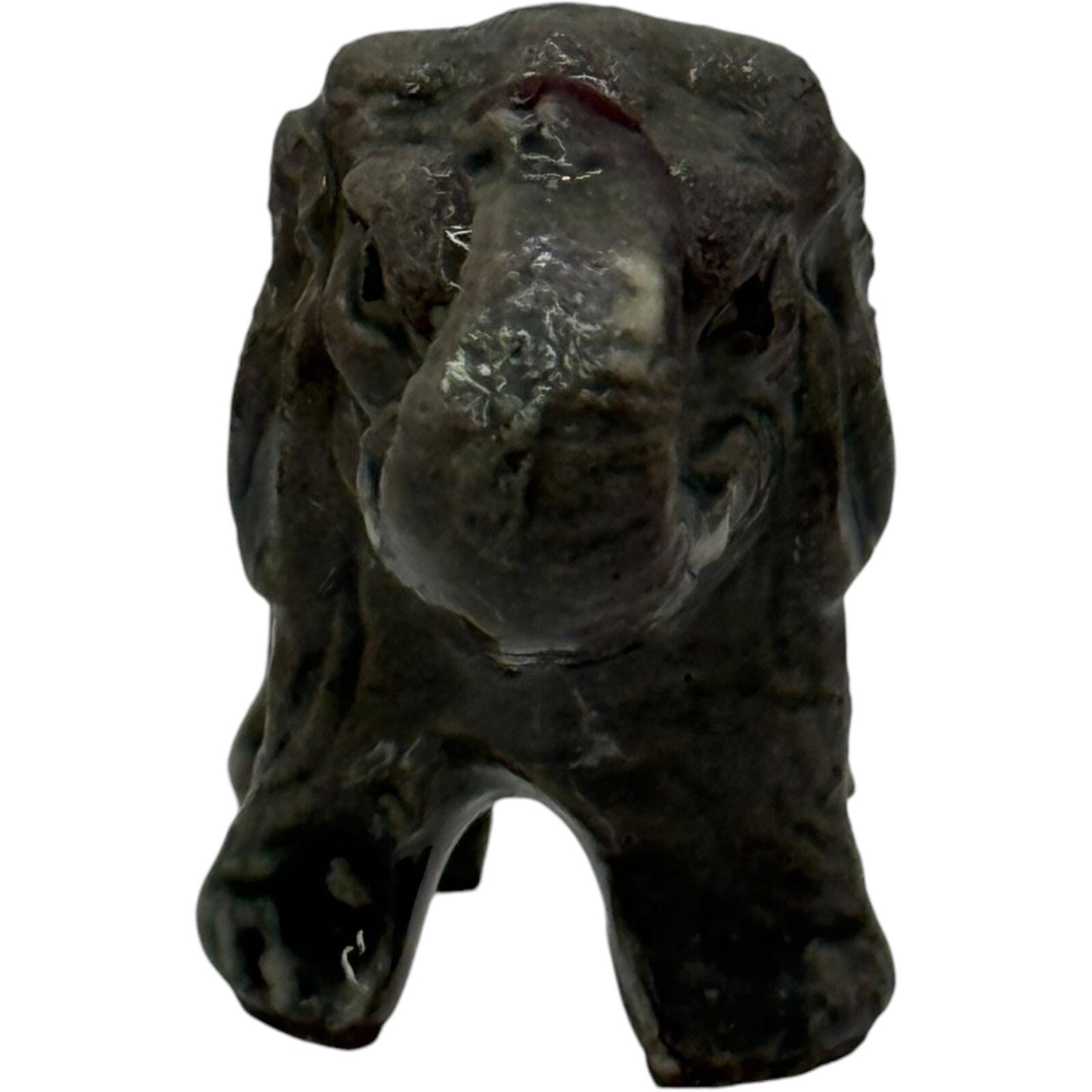 Elephant Figurine Ceramic Animal Statue Decor Collectible Miniature Gray