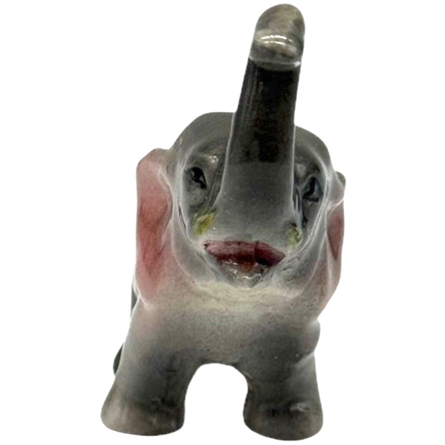 Vintage Ceramic Elephants Family Figurine - 2 Adults & 1 Baby - Trunks Up