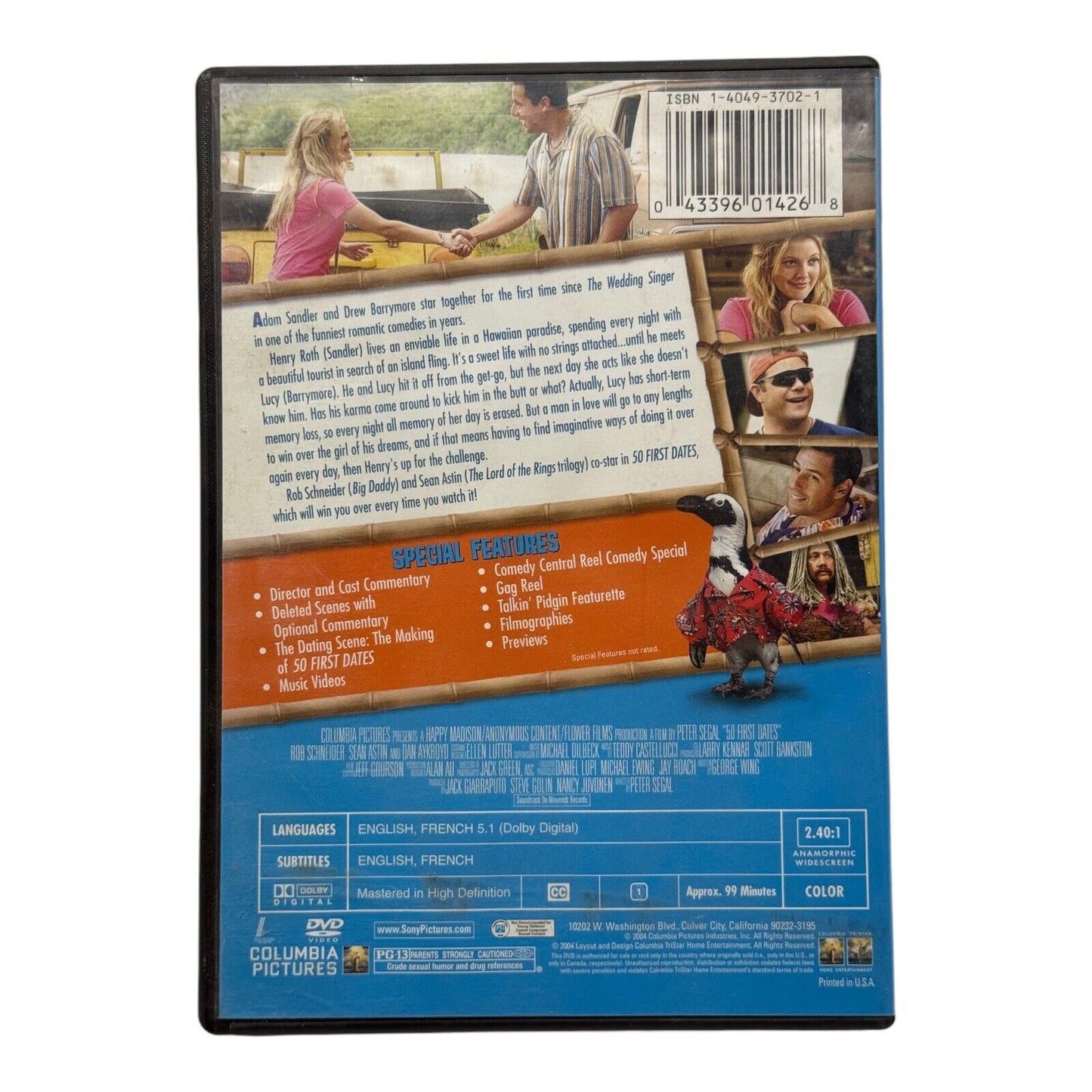 50 First Dates DVD Movie - Adam Sandler, Drew Barrymore, Rob Schneider (Used)
