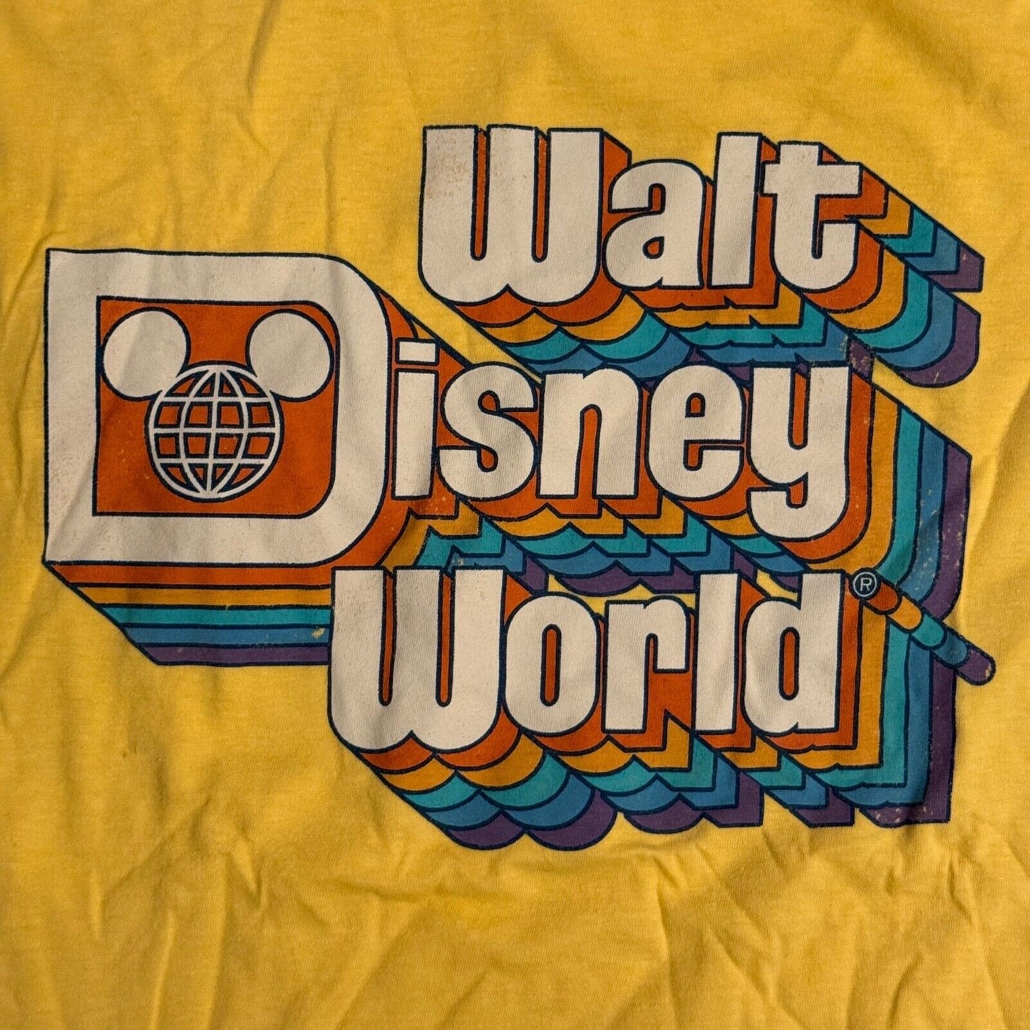 Disney Parks Walt Disney World Retro Logo Yellow T-shirt Adult Medium
