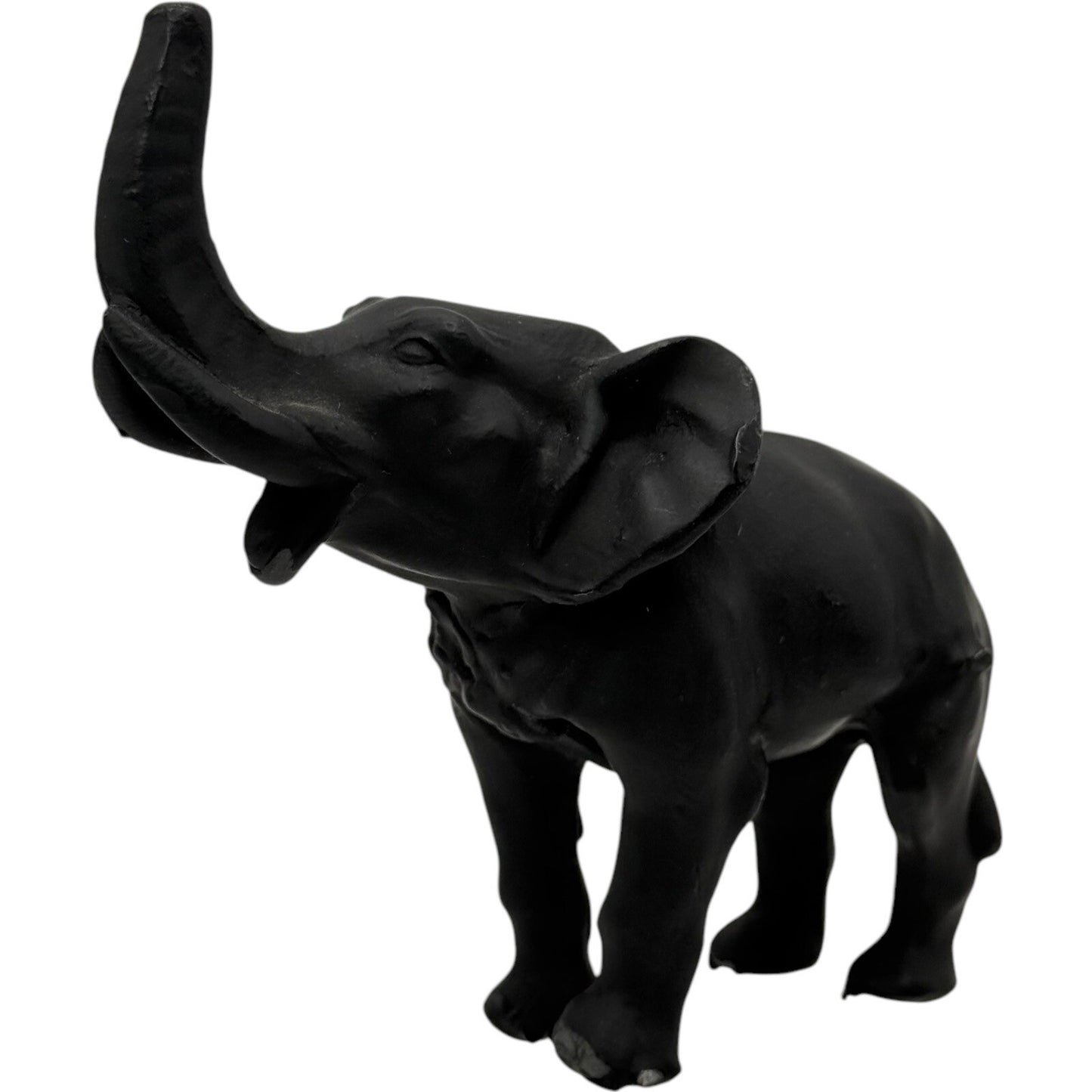 Elephant Statue Trunk Up Figurine Home Decor Good Luck Charm Black