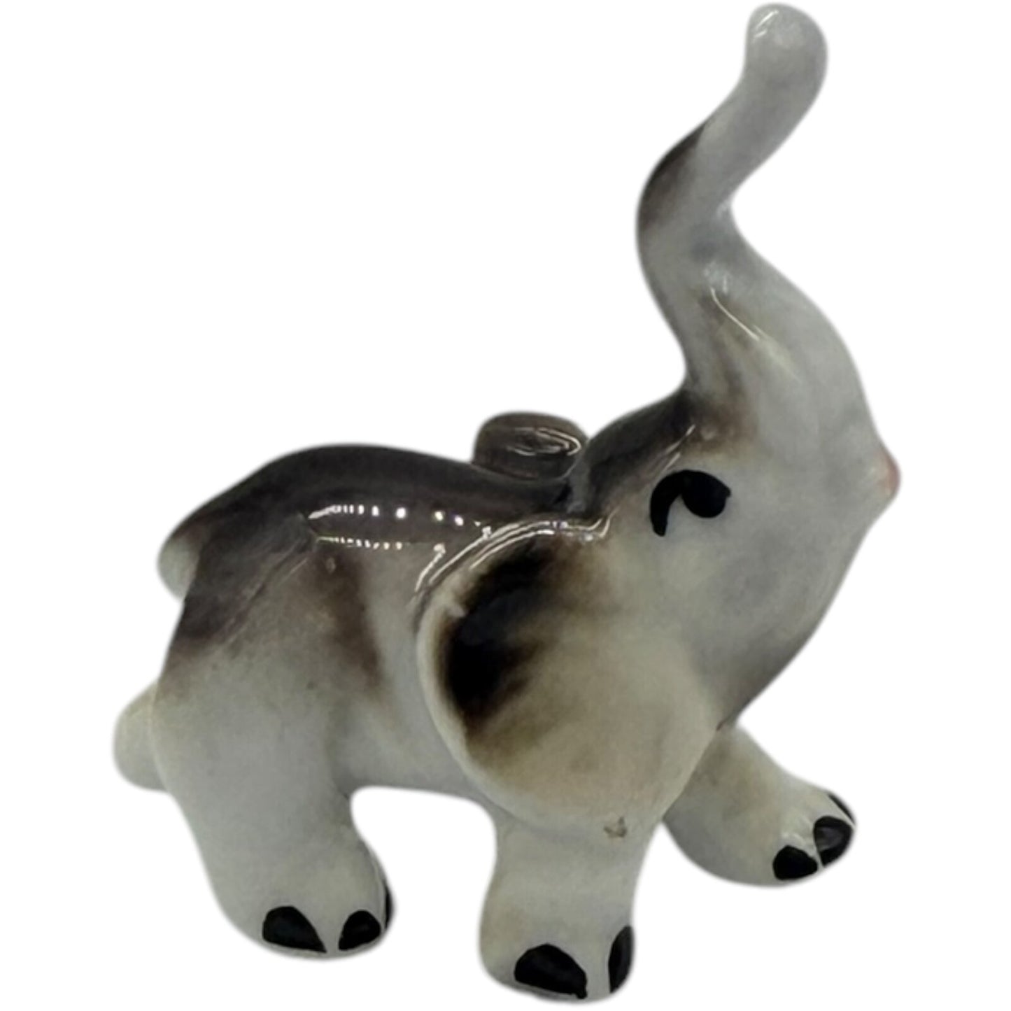 Vintage Rare Japanese Ceramic Miniature Elephant Figurines - Parent & Child