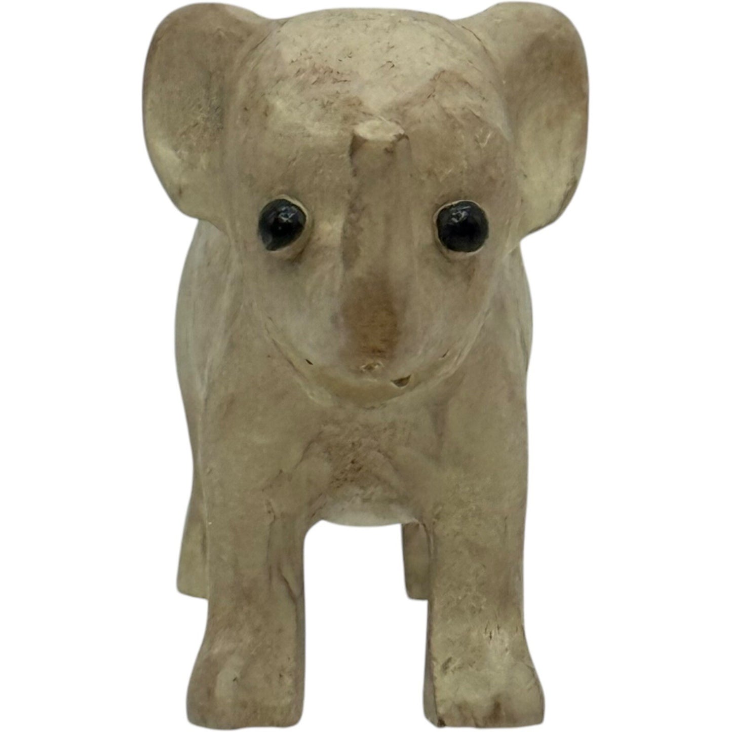 Wood Elephant Figurine Statue Animal Decor Accent Tabletop Shelf Display Cute