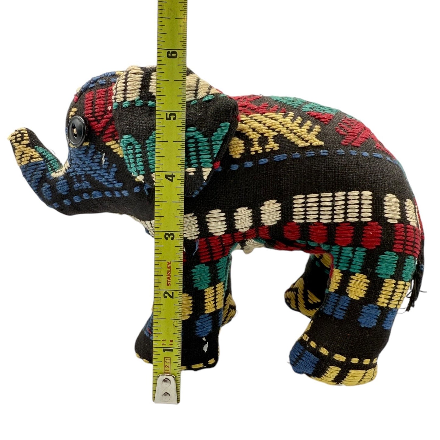 Elephant Stuffed Animal Plush Toy Colorful Embroidered Folk Art Decor
