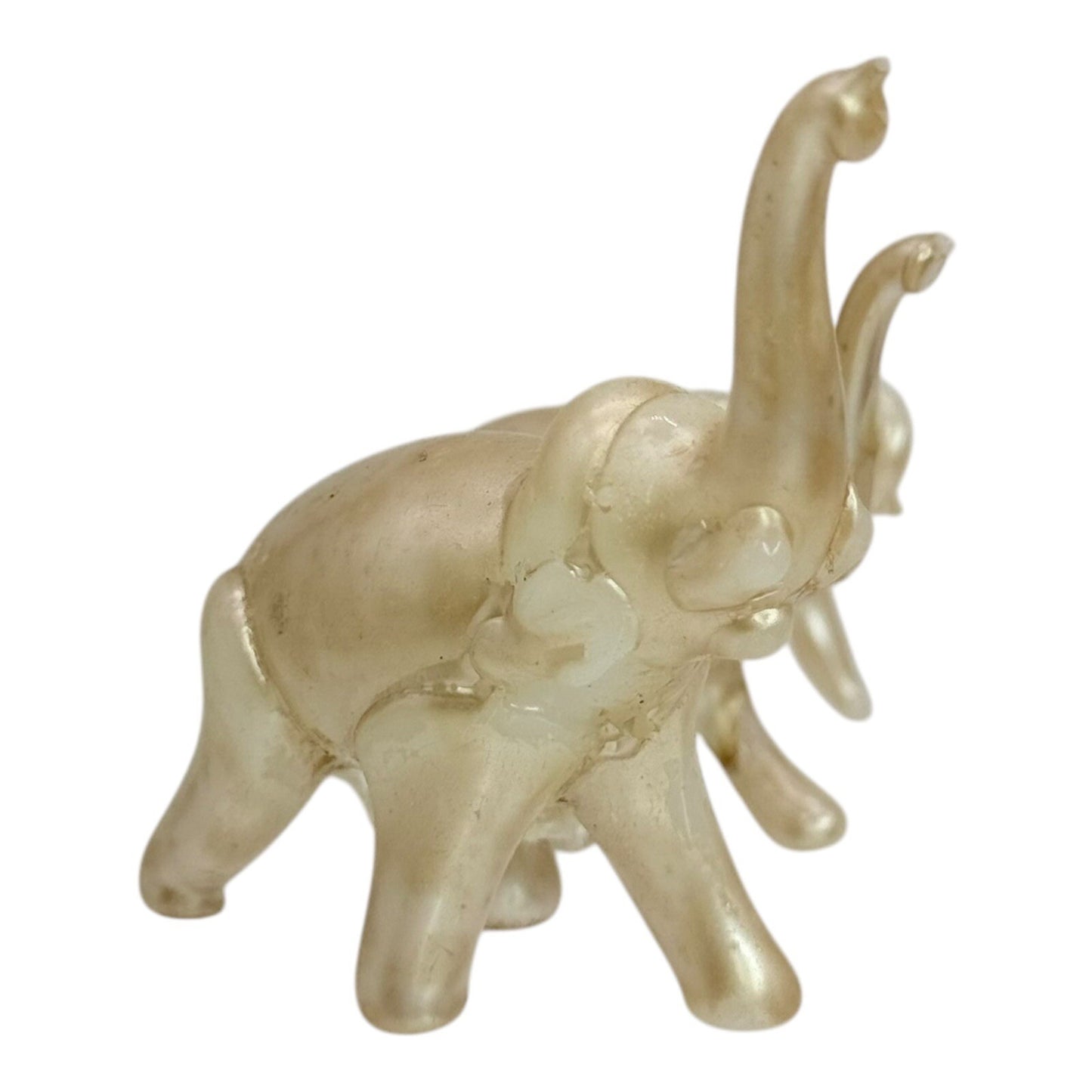 Glass Elephant Figurines Family Set of 3 Gold Home Decor Shelf Display