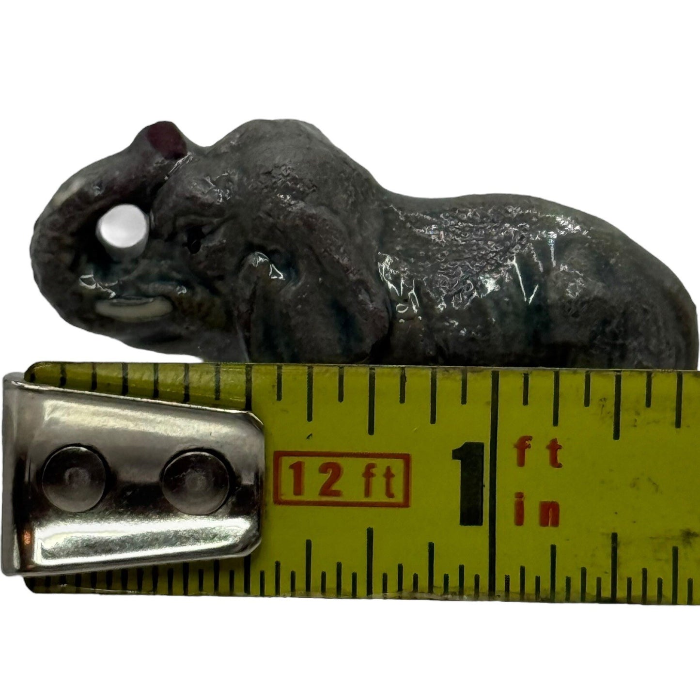 Elephant Figurine Ceramic Animal Statue Decor Collectible Miniature Gray