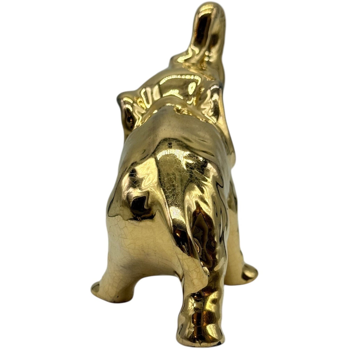 Gold Elephant Figurine Trunk Up Good Luck Decor Animal Statue