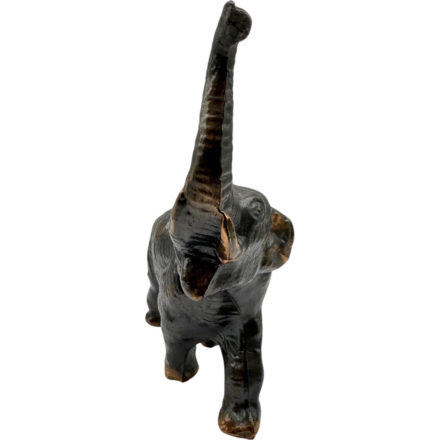 Cast Iron Elephant Figurine Statue Trunk Up Good Luck Decor Animal Sculpture