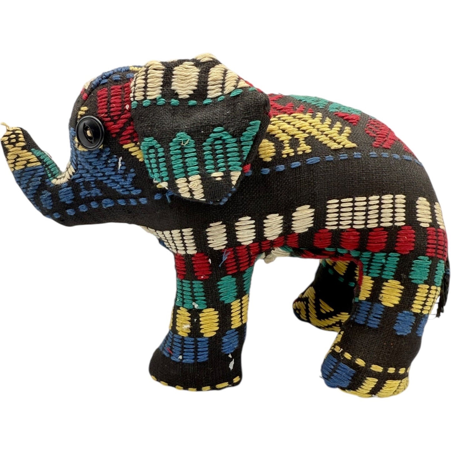 Elephant Stuffed Animal Plush Toy Colorful Embroidered Folk Art Decor