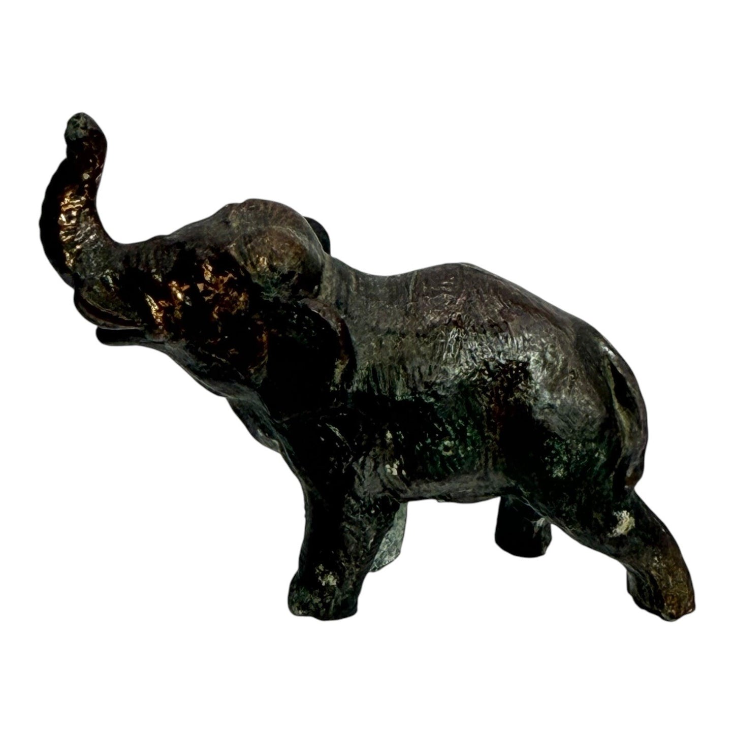Elephant Figurine Statue Sculpture Decor Bronze Finish Trunk Up Good Luck
