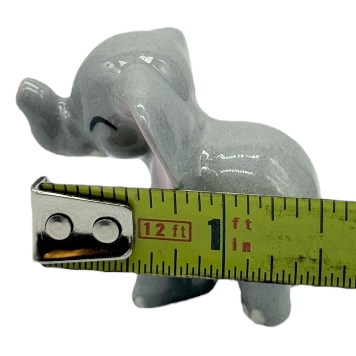 Hagen Renaker Retired Laughing Elephants Miniatures Set - Grey/Pink - Vintage
