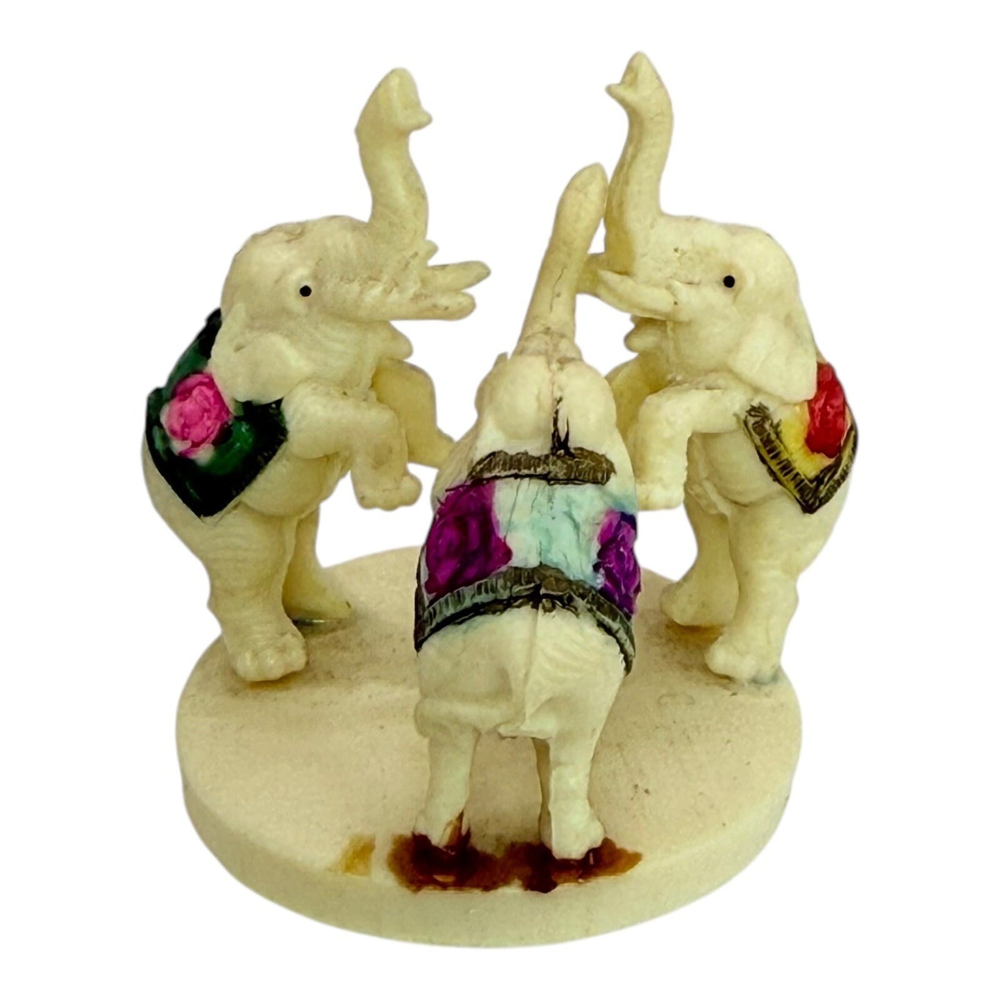Elephant Figurine Statue Sculpture Circus Elephants Home Accent Small Damaged